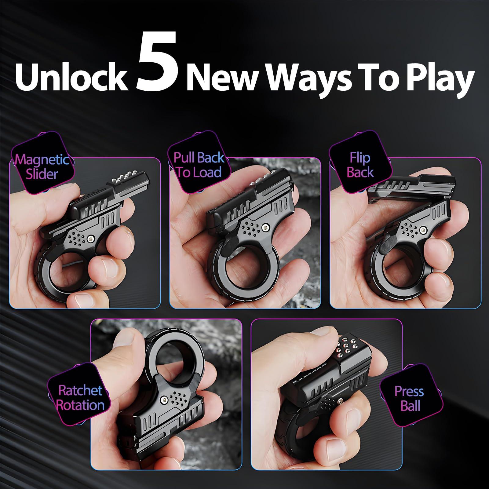 Vikye Fidget Gun, Adult Fidget Toy, Stainless Steel Suffering from Anxiety Stress Relief Cool Easter Fidget Gun Toy (Black)