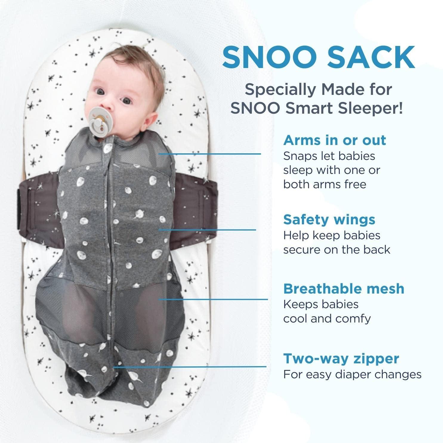 Happiest Baby Happiest Baby SNOO Sleep Sack - 100% Organic Cotton Baby Swaddle Blanket - Doctor Designed Promotes Healthy Hip Development (White, Medium)