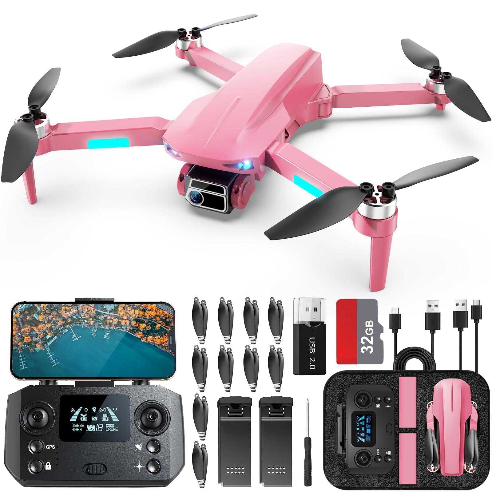 HHD HHD Drone with 4K Camera for Adults Beginner, Under 249g with 32G TF Card, FPV RC QuadcopterPink1