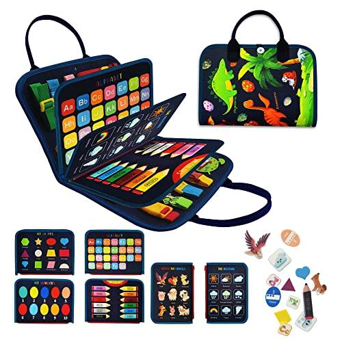 LearnToy Busy Board Dinosaur Montessori Toys for 3 4 5 Year Old Sensory Toys for Autistic Children Toddler Travel Toys Busy Book for Toddlers Activities as Boys Girls Gift