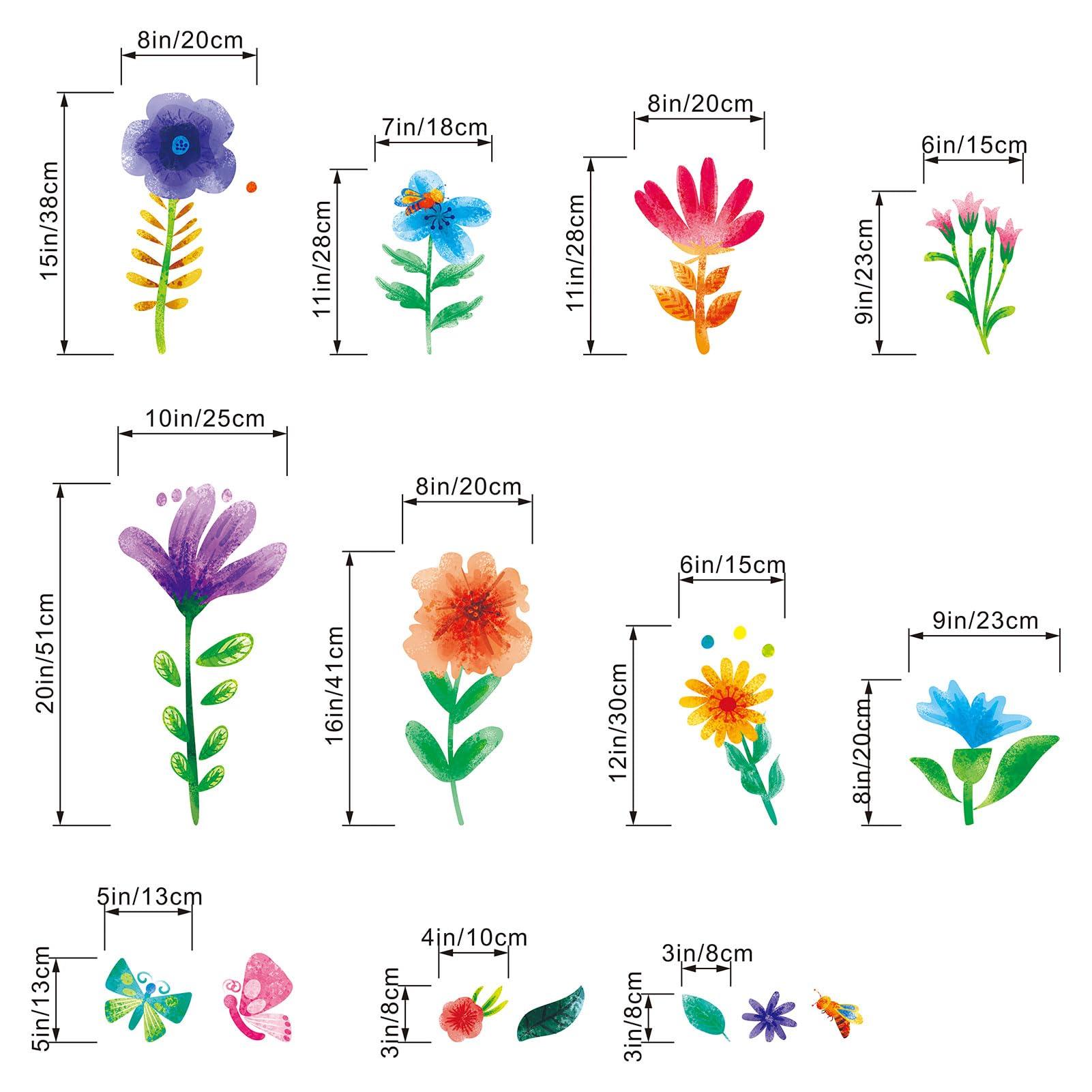 Amimagen Amimagen Watercolor Flower Wall Stickers - Kids Baby Boys Girls Toddler Garden Preschool Floral Wall Decals - Nursery Playroom Classroom Daycare Bedroom Home Wall Decor