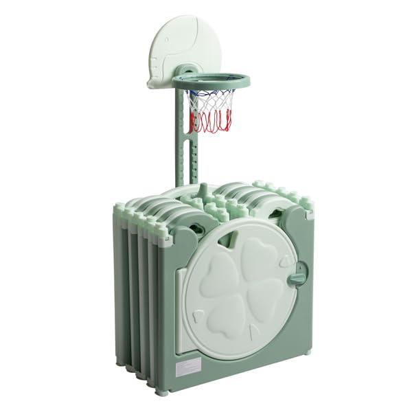 ToysCentral Basics PARC bb en HDPE Pliable 16 2 panneaux avec Panier de Basket-Ball- Vert