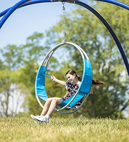 HearthSong HearthSong 40-Inch Steel-Frame Aerial Hoop Spinning Round Tree Swing with Suspended Tesline Fabric Seat, Holds 300 lbs.