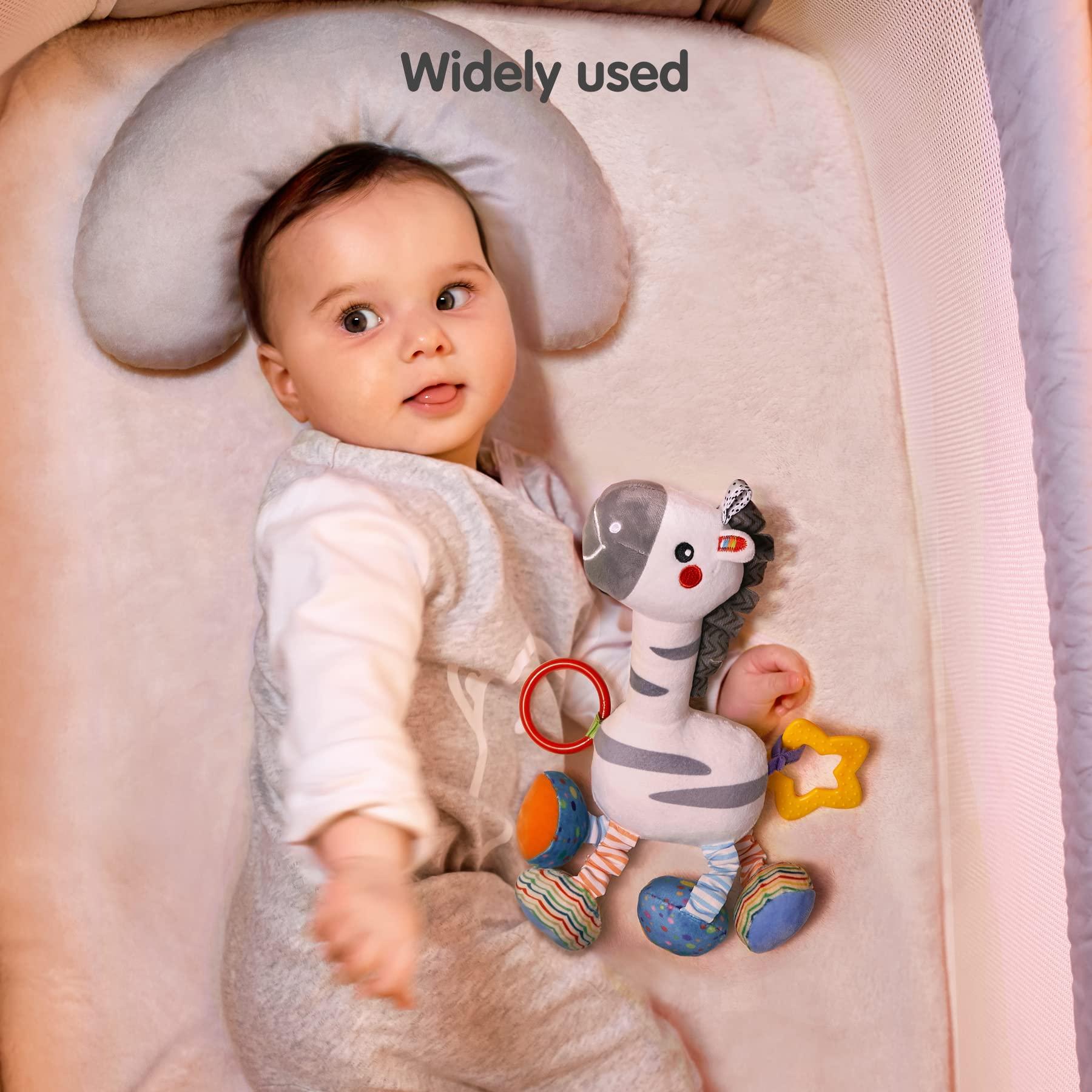 TUMAMA TUMAMA Baby Hanging Toys, Plush Animals Baby Rattle Crinkle Squeaky Toys Car Seat Stroller Mobile Toys, Baby Toys for 0 3 6 9 12 Months, Sensory Learning Toys Gift for Newborn Infant (Zebras)