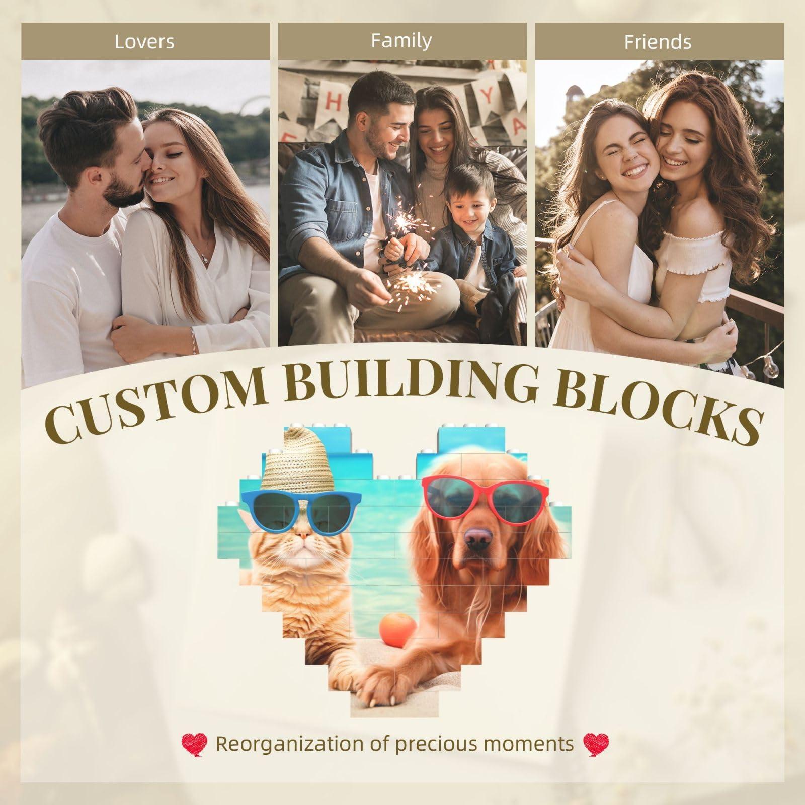 RLDOBOFE Building Block Puzzle Heart Shaped Building Bricks for Adults Summer Beach Funny Cat Dog Block Puzzle Building Brick Block Puzzles for Ornament Hanging 3D Micro Building Blocks for Home Decor