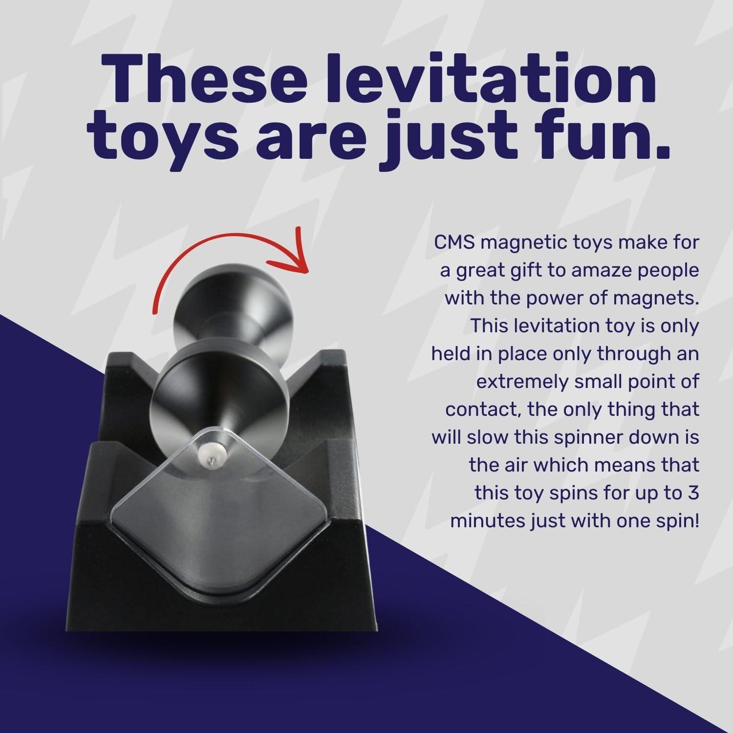 CMS MAGNETICS CMS Magnetics - Magic Levitating Spinning Top Spindle Fidget Toy for Office Desk or School Physics Display Demonstrating The Science Education of Magnetism, Creative Gift Idea for Adults and Kids