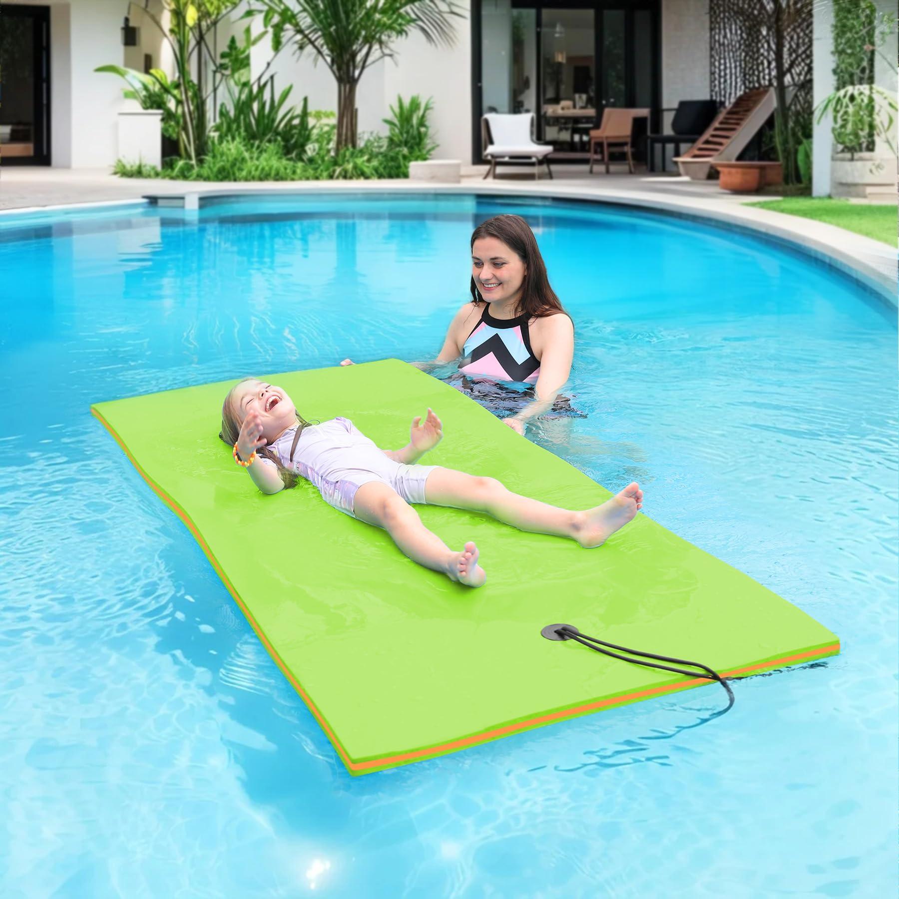 WARMOUNTS WARMOUNTS Floating Water Pad for 2 Person, 8 x 4 FT Tear-Resistant 3-Layer XPE Foam Floating Mat Recreation & Relaxing for Lake Pool River Ocean Boats Outdoor Water Activities