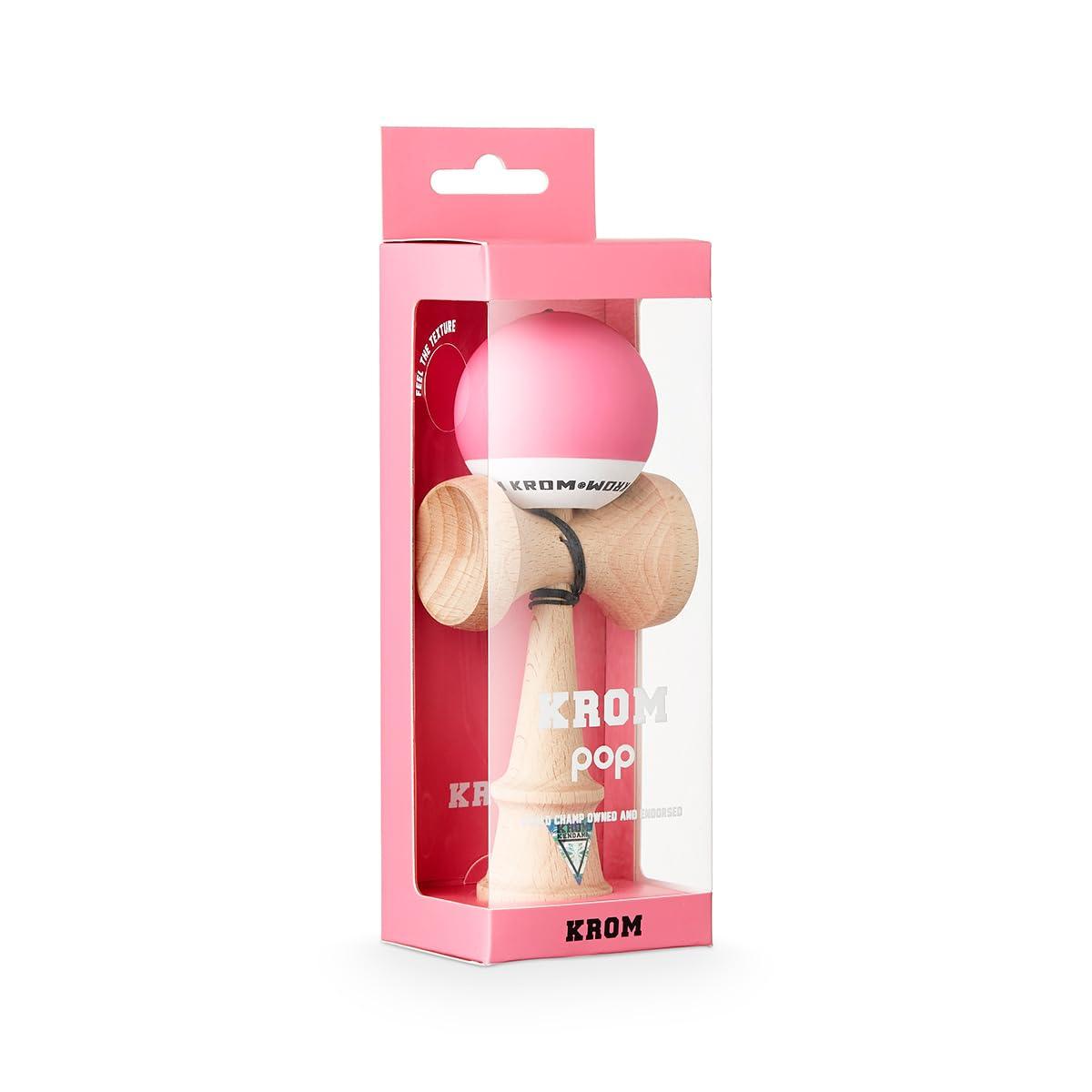 KROM KROM - Kendama Toy POP Pink - High Wood Quality - Extra Strong - for Beginner and Pro - Gift Pack : Extra String + Stickers