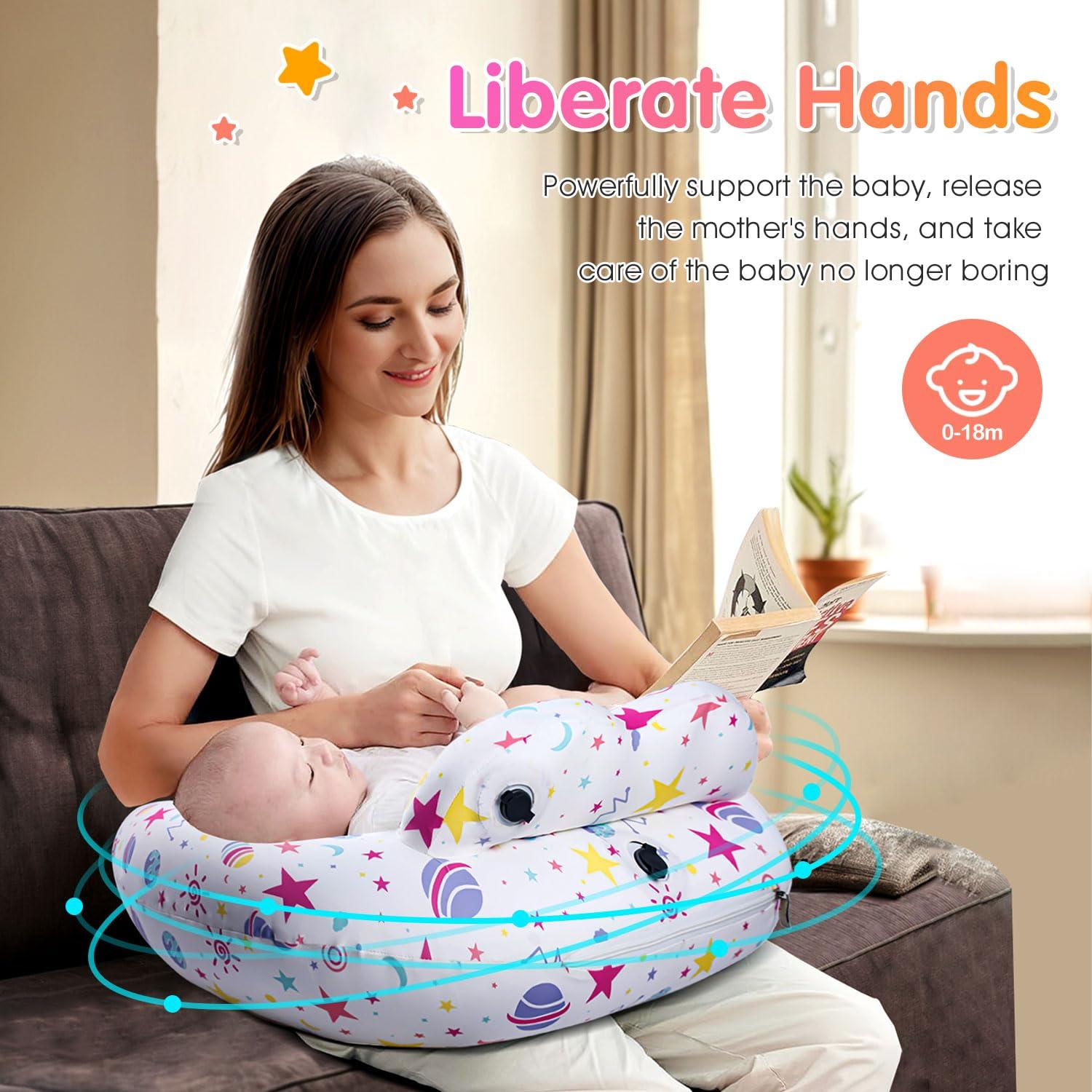 Portabuddy Portabuddy Inflatable Travel Nursing Pillow for Breastfeeding Breast Feeding Pillow for Mom & Baby Support, Removable Pure Cotton Cover, Adjustable Waist Strap, Newborn Essentials Must Haves