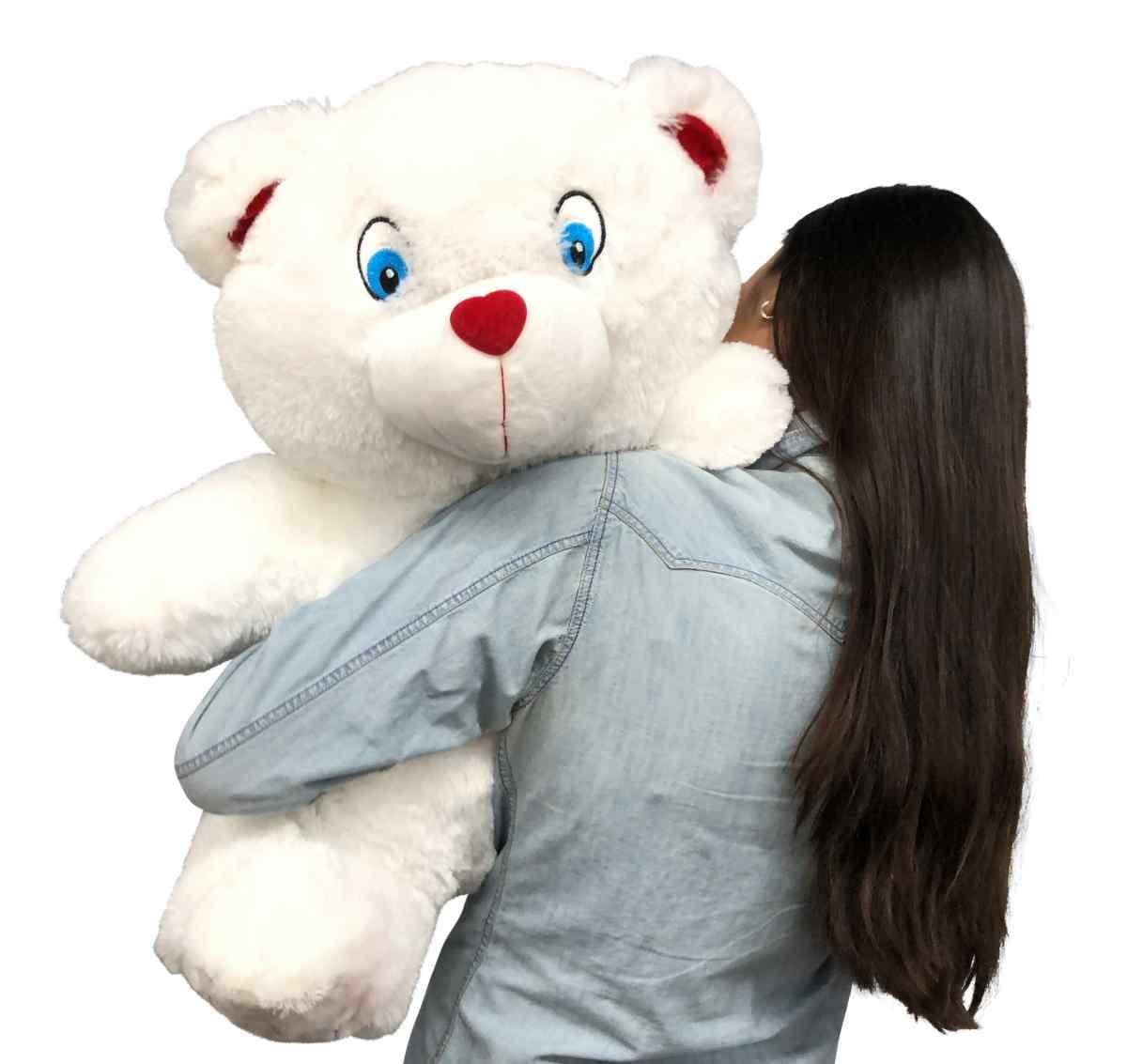 Big Plush Big Plush® 2 Foot Teddy Bear 24 Inches Soft White Plushie with Red Nose and Heart on Chest