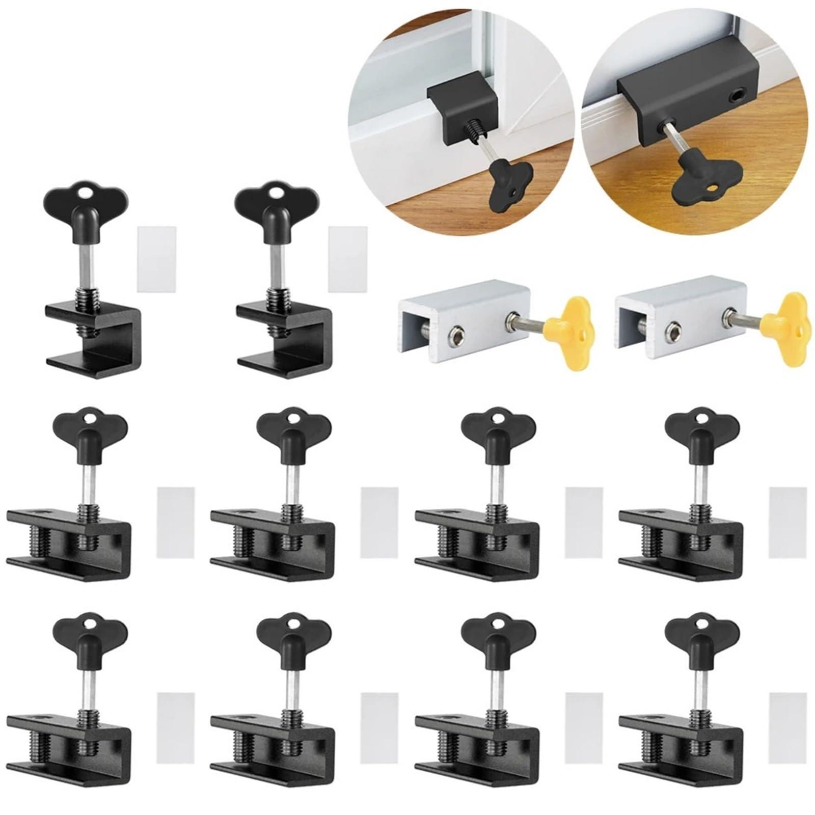ATIUHIFR Aluminum Sliding Window Lock Sliding Sash Stopper Cabinet Locks Straps Doors Security Lock Baby Kids Door Lock 1Pcs(Double hole,10PCS)