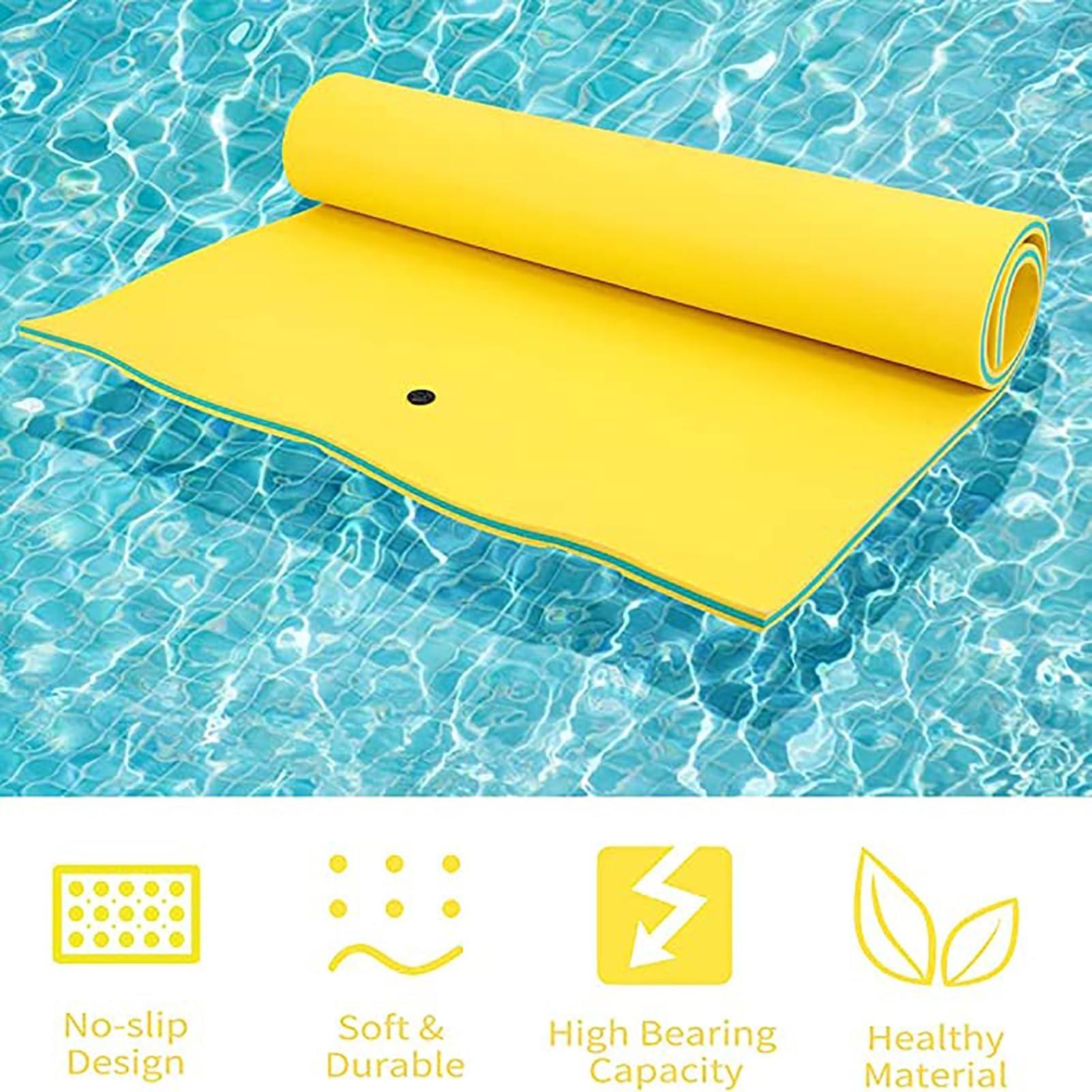 WKXTECZT WKXTECZT Tear-Resistant XPE Foam Floating Water Mat, Relaxing Foam Pool Float Lily Pad Floating Mat for Lake,Water Pad Floating Island for and Adults,Yellow,2.7mx1.4mx3.3cm