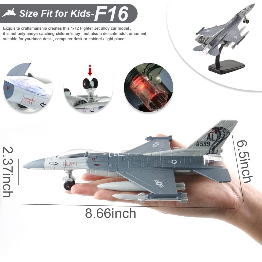 chengchuang F35 F16 Airplane Toy, 2 Pack Fighter Jet Toy for Kids, Pull Back Toy Jets, Diecast Airplanes Model with Light & Sound, Metal Airplane Gifts for Kids Decor
