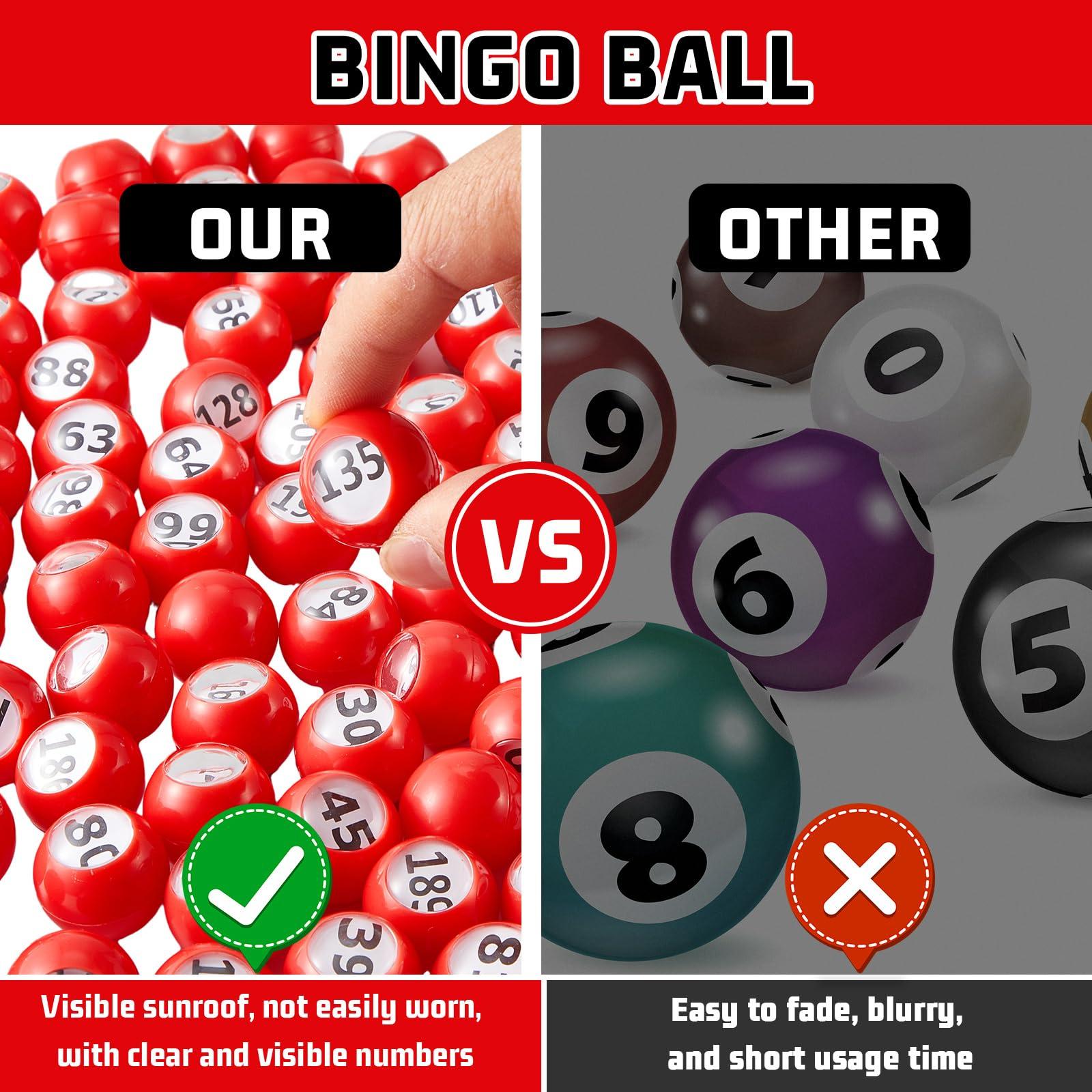 Liliful Liliful 200-Piece Raffle Bingo Ball Set - Numbered 1-200 with Easy Read Window, Mini Plastic Balls for Game Night, Lottery, and Large Group Activities, Red