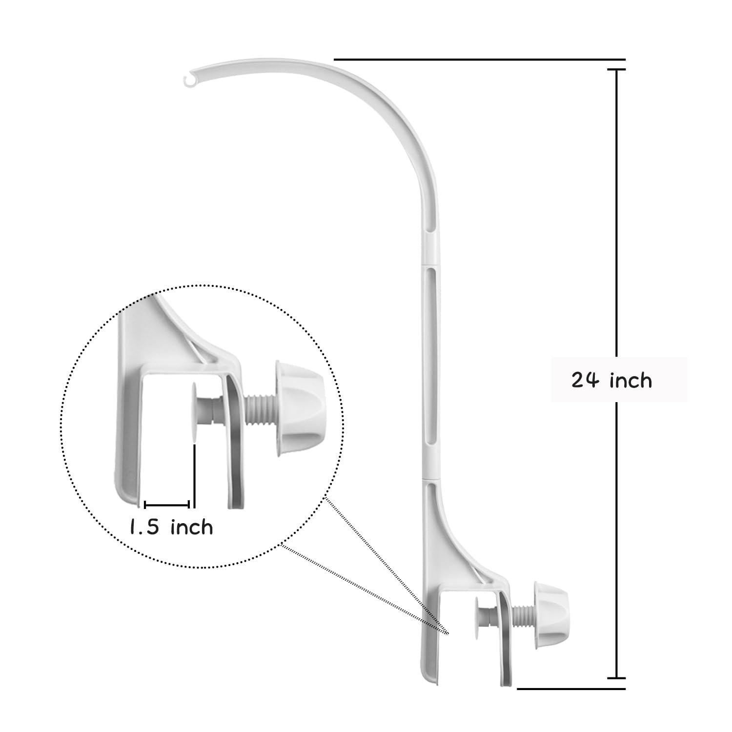 HLEEDUO HLEEDUO 24 inches crib mobile arm for cribbassinet mobile clip on cribclaw part is "U"type design,anti-slip mobile arm for cribcrib mobile holder