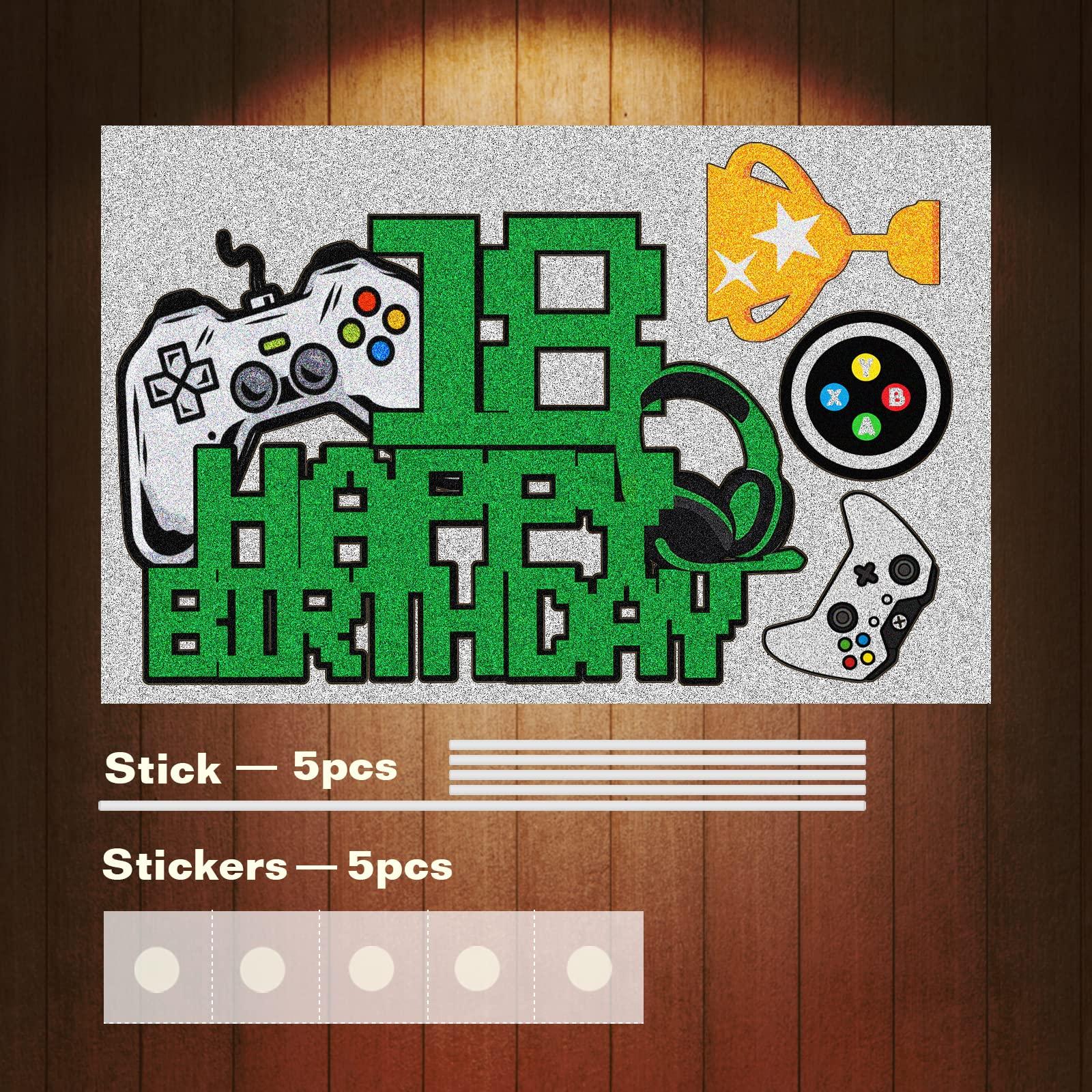 4PCS Glitter 18th Happy Birthday Cake Toppers - Video N\\W - for Free Printable Video Game Cupcake Toppers