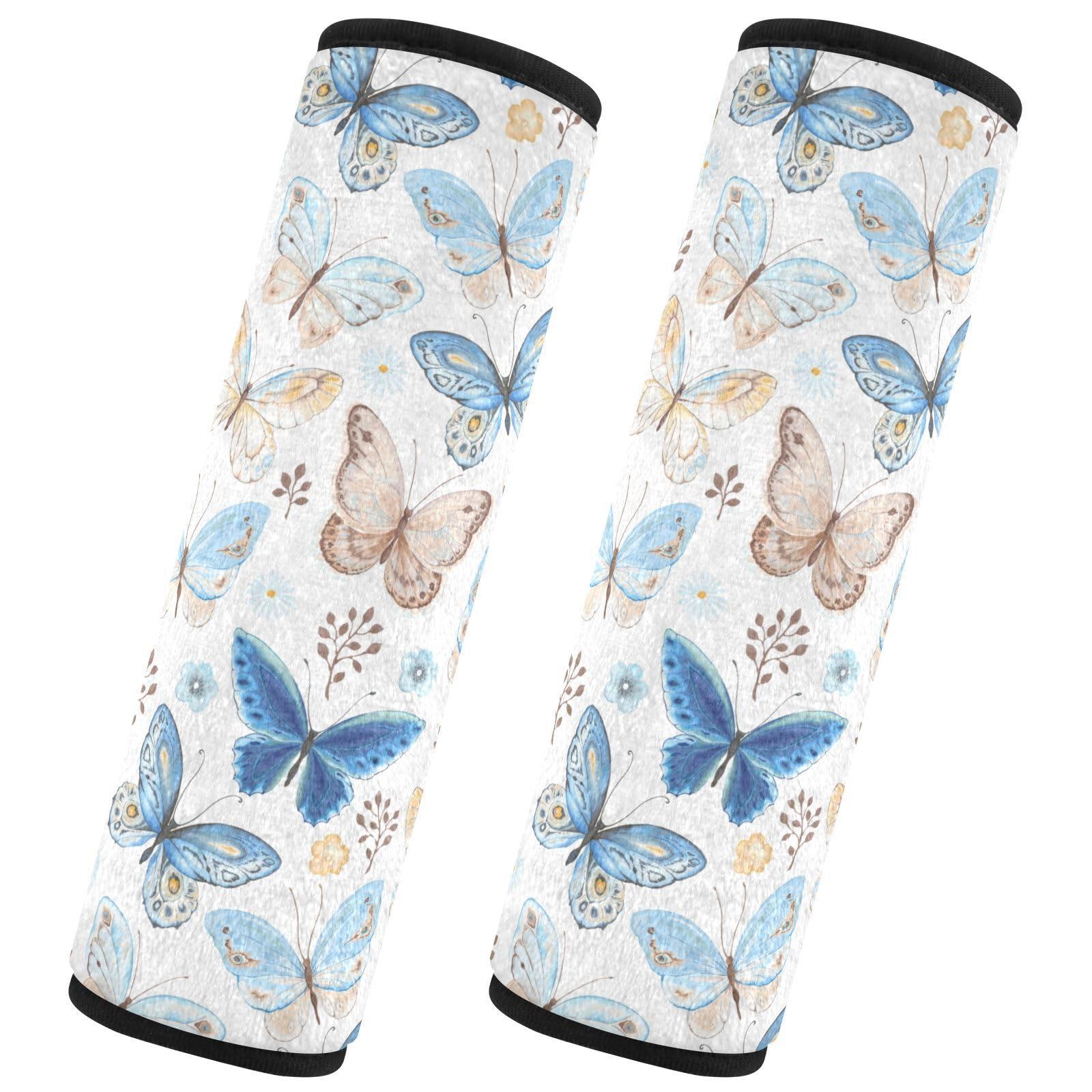 ElliTarr ElliTarr 2 Pack Seatbelt Covers Seat Belt Cover Pad for Adults Boys Girls Car Seat Strap Covers Pads Cushion Universal Shoulder Strap Pad Protector for Backpack Camera Bag 10 x 7.7 Inch Butterfly