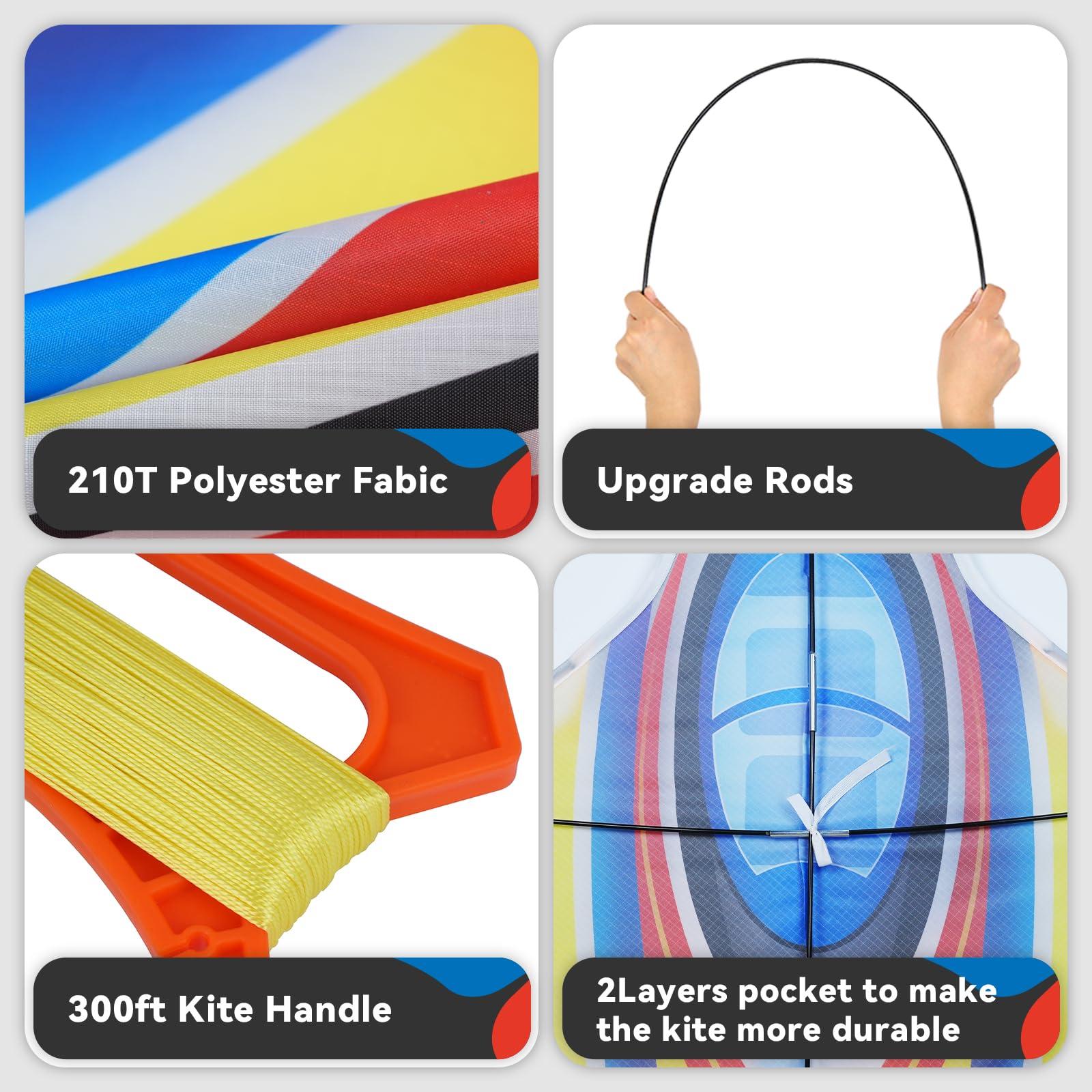 SGftre SGftre Kite Airplane Kite for Kids and Adults, Easy to Fly with Durable Fiberglass Frame, Outdoor Fun Sports Plane Kite with Handle and Line Good Flying (Fighter Plane-Red)