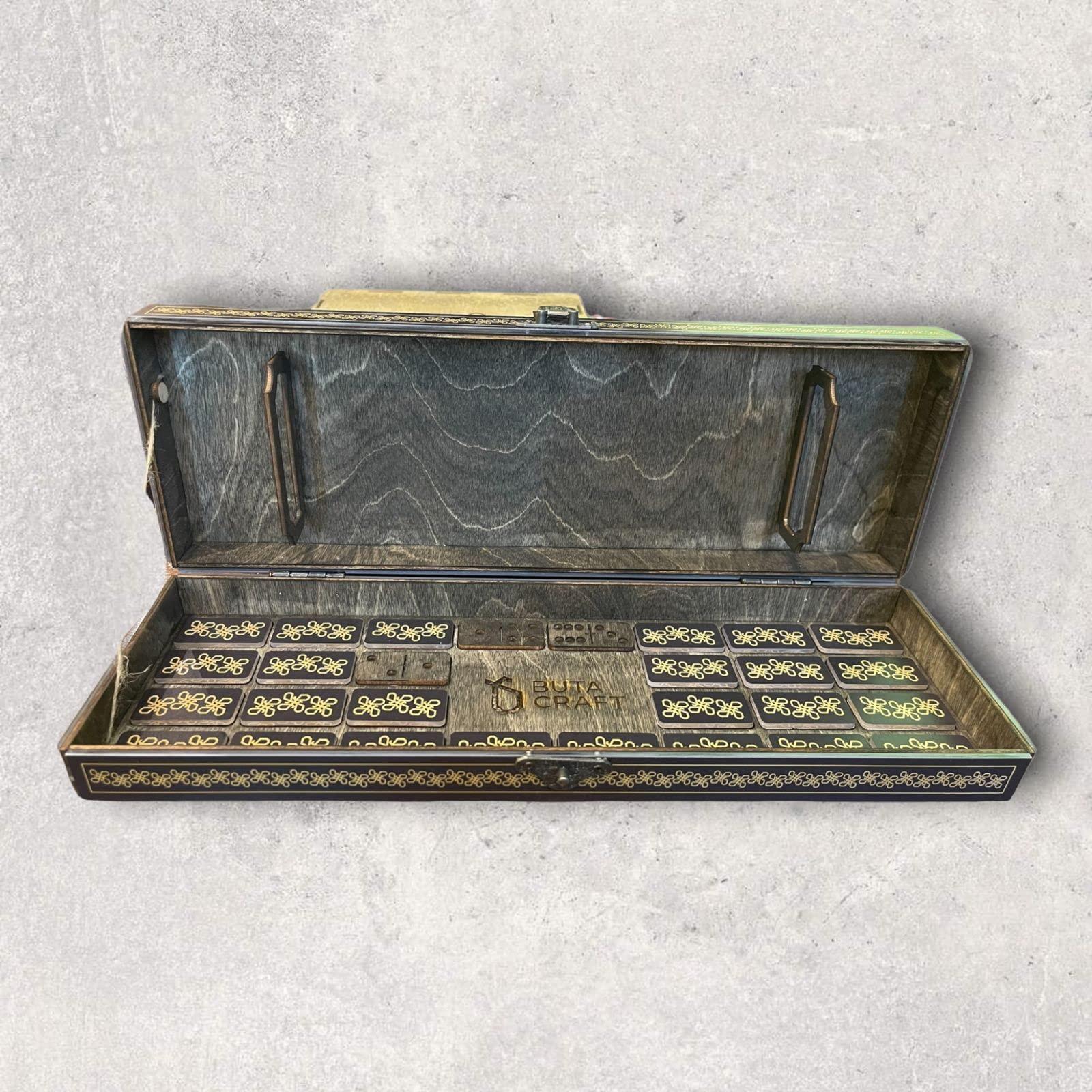 Generic Limited Edition Hand-Made Craft Wood Dominoes for Adult and Kids with Wood Case by Buta Craft