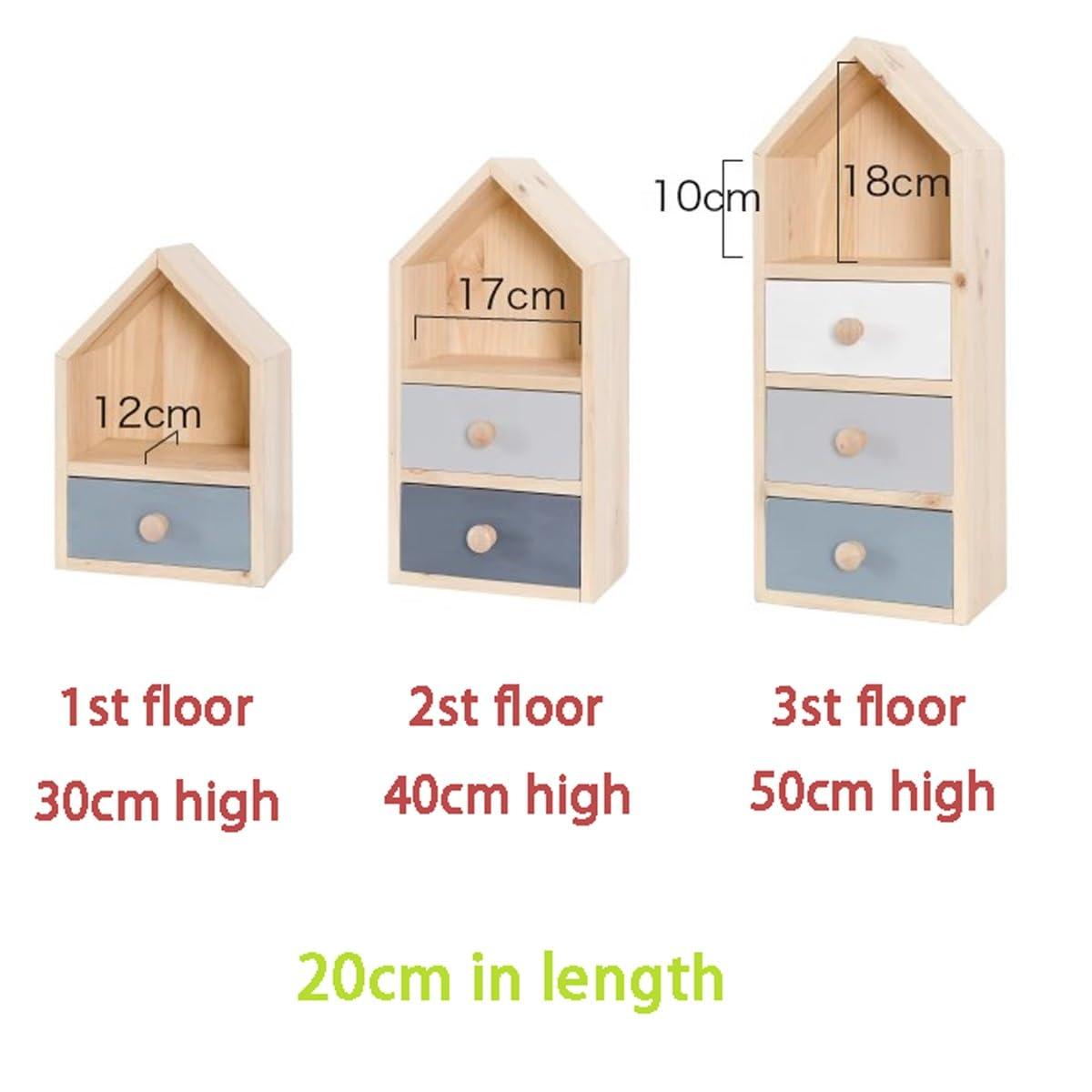 CIPPRO CIPPRO Floating Window Wooden Display Cabinet, House Drawer Combination Cabinet, Figurine Display Stand, Bedside Desktop, Cosmetics Storage Cabinet(Green,30cm)