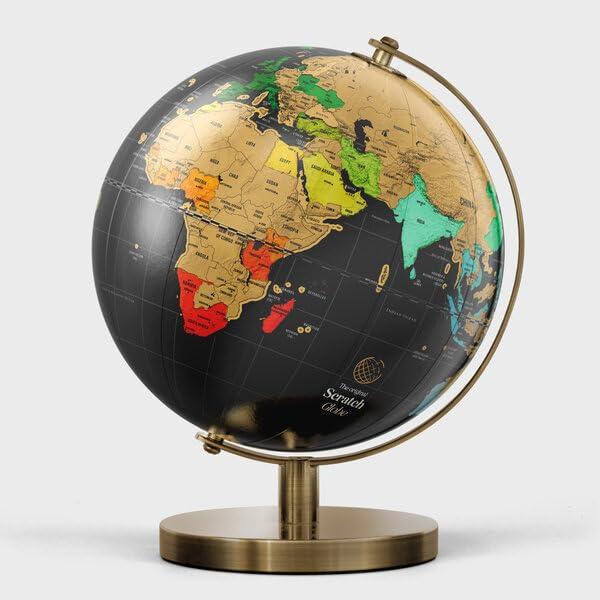 Luckies of London Ltd Luckies - Scratch Map World Globe | Scratch Off World Map | Globes For Adults | Scratching Off Maps & Travel Maps | Desk Gadgets For Men & Desk Decor | Travel Gifts Men | Small Globe