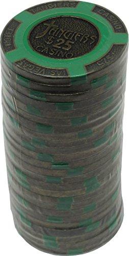 Vegas Gaming Supplies Poker Chips - (25) $25 Tangiers 16 Gram Brass Insert