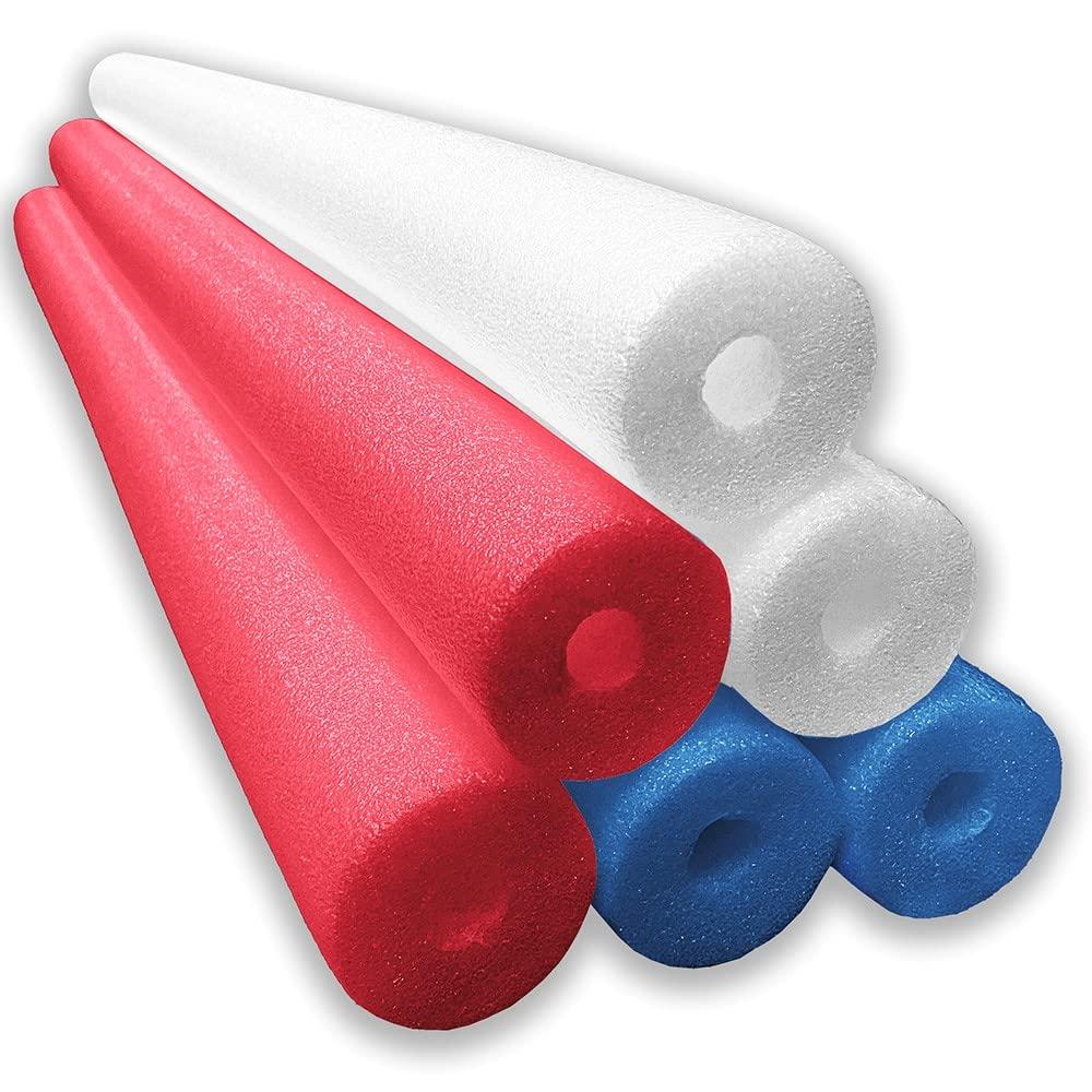 Oodles of Noodles 6 Pack Jumbo Swimming Pool Noodle Foam Multi-Purpose - Red White Blue