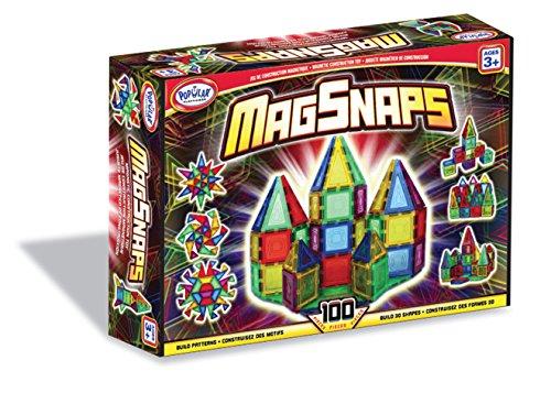 POPULAR PLAYTHINGS MagSnaps Magnetic Construction Set with 100 Pieces, STEM Learning Toy