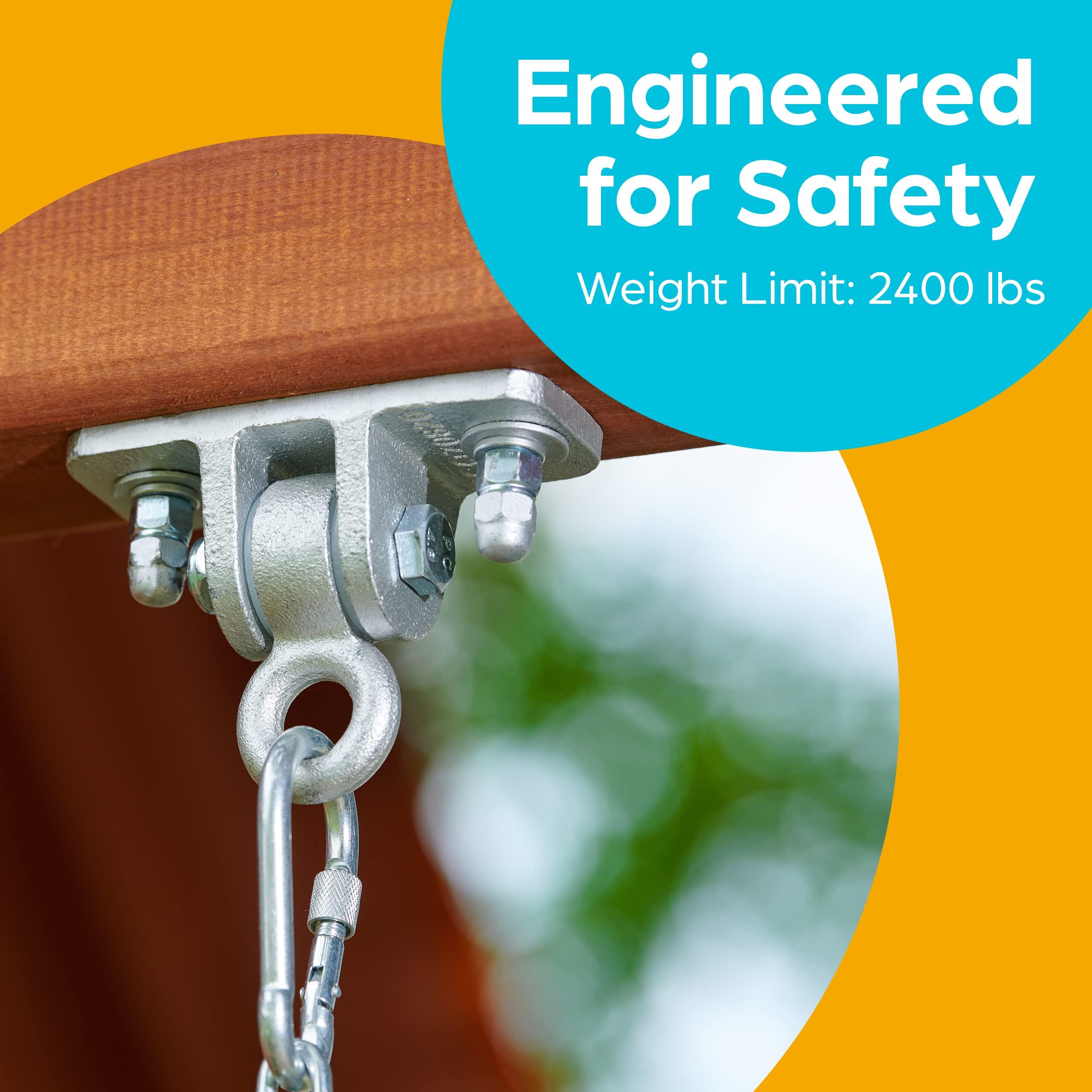 Jungle Gym Kingdom Jungle Gym Kingdom Swing Set Hangers - 2 Heavy Duty Brackets with Locking Snap Hooks for Porch, Patio, Playground - Indoor/Outdoor Hardware & Accessories