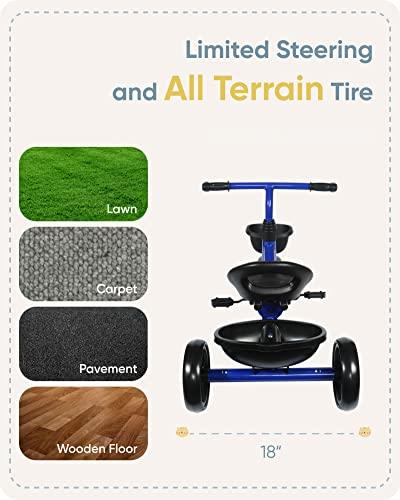 KRIDDO KRIDDO Kids Tricycles Age 24 Month to 4 Years, Toddler Kids Trike for 2.5 to 5 Year Old, Gift Toddler Tricycles for 2-4 Year Olds, Trikes for Toddlers, Blue