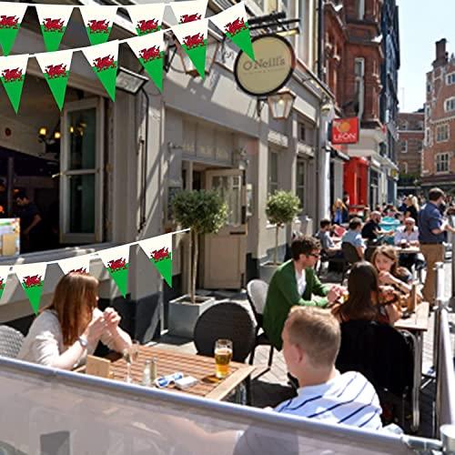 Shatchi 10m Welsh Triangle Bunting Banner Triangle Flags St Georges Day Euro Cricket Rugby Football World Cup Sports Events Street Party Decoration.