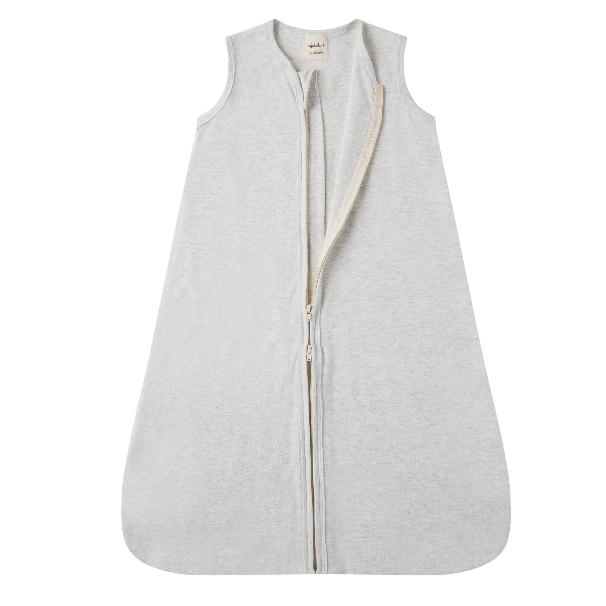 HAJAKADAS-Y HAJAKADAS-Y Baby Sleeping Sack Unisex Baby Wearable Blanket,Sleeveless Sleep Sack with 100% Cotton 2-way zipper 0.5 TOG (Grey,18-24 Months)