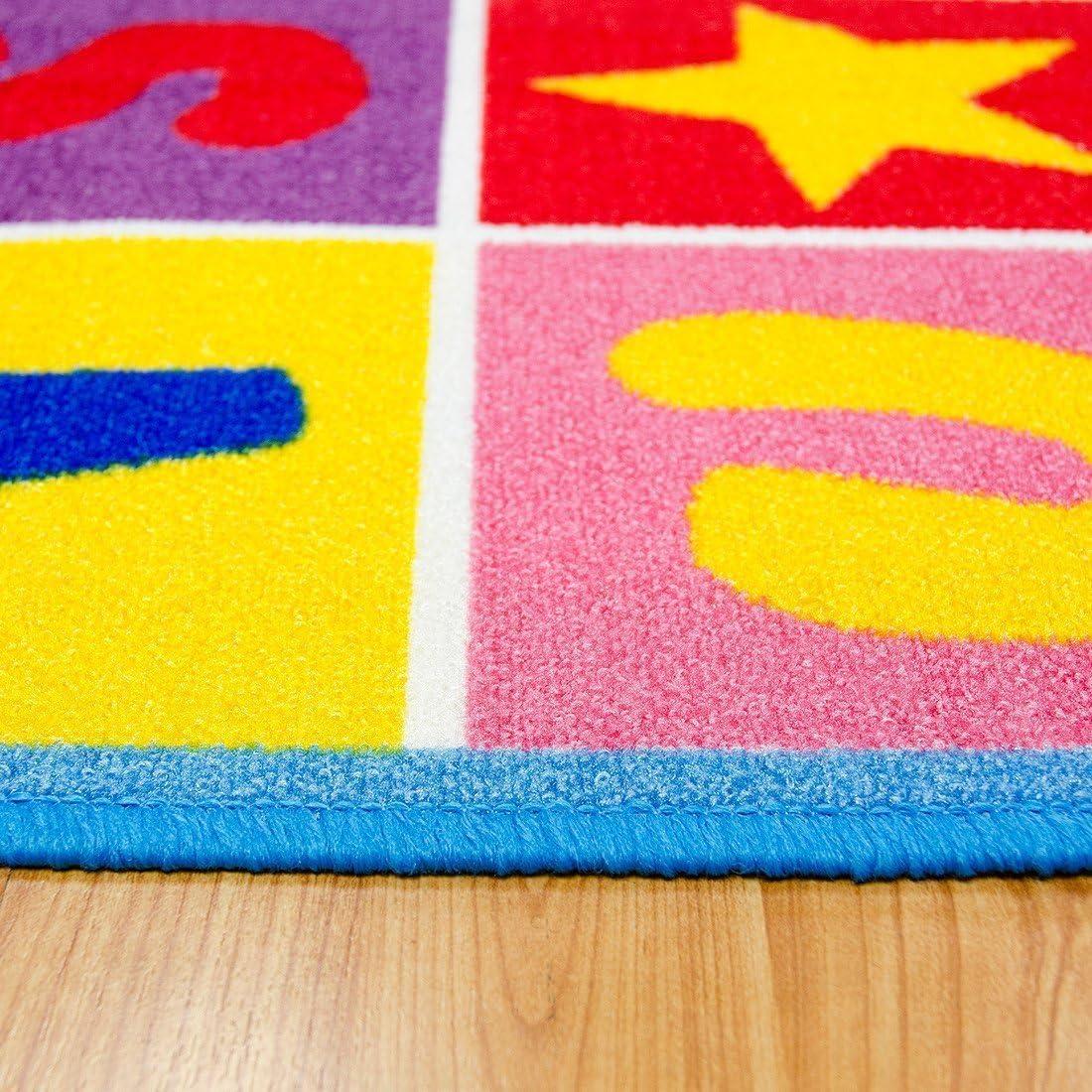 champion rugs champion rugs Kids/Baby Room Area Rug Abc's Alphabet Letters Numbers Fun Educational Sit Spot Shapes Non-Slip Gel Back Bright Colorful Vibrant Colors (5 Feet X 8 Feet)