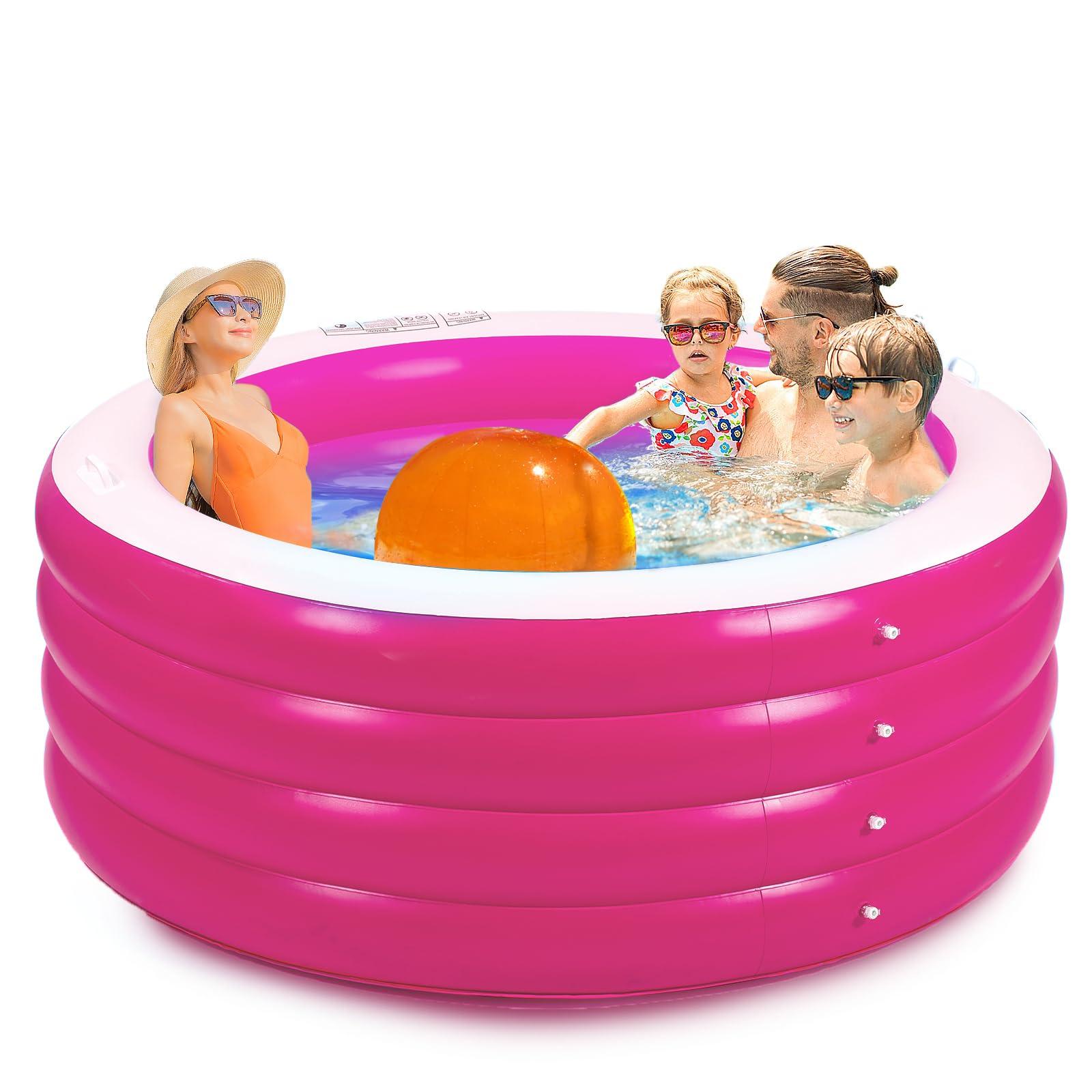 Biange Biange Blow Up Pool, 72\" X 30\" Deep Round Inflatable Swimming Adult Pool, Backyard Inflatable Pool for Kids Swimming, Pink