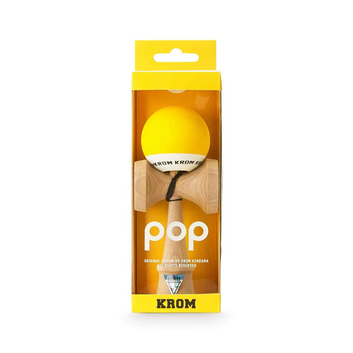 KROM KROM - Kendama Toy POP Yellow - High Wood Quality - Extra Strong - for Beginner and Pro - Gift Pack : Extra String + Stickers