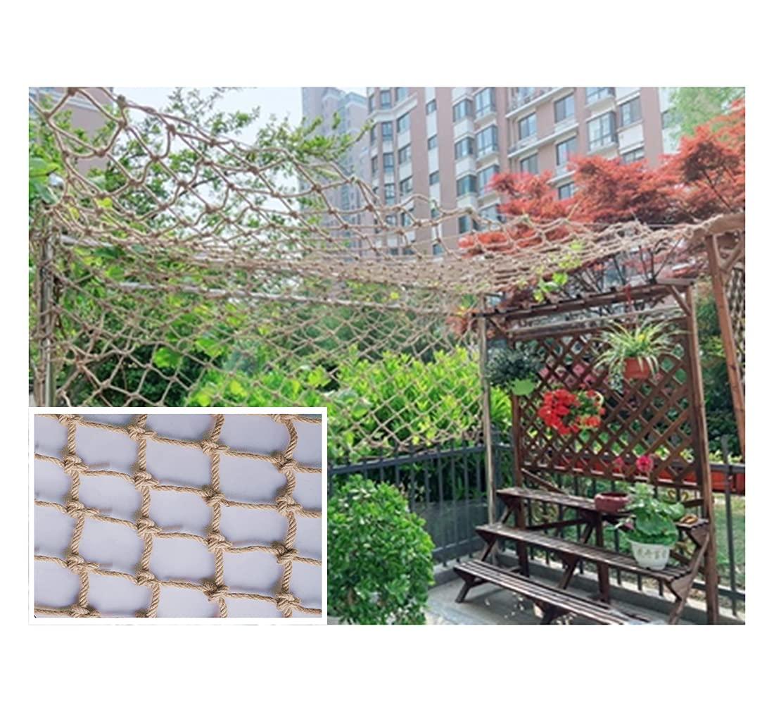 GERYUXA Safe Net Balcony Stair Protection Anti-fall Net Child Safety Net Safety Netclimbing Netrope Ladderhemp RopeAnti-fall Stair NetsFence NetsScenic Fence Protect(Size:2x4m(6.6x13ft),Color:Hemp rope net)