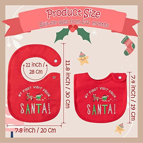 2ooya 3Pcs Cotton Christmas Baby Bib Infant Drooling Feeding Bibs with Resin Buttons Toddler Absorbable Bib Set Unisex Cartoon Pattern Newborn Baby Food Bibs Baby Gift Photo Props for Christmas(6-12 months)