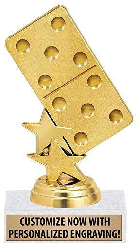 Crown Awards Dominoes Trophies, 6" Gold Dominoes Trophy Award, Personalized with Your Own Engraving