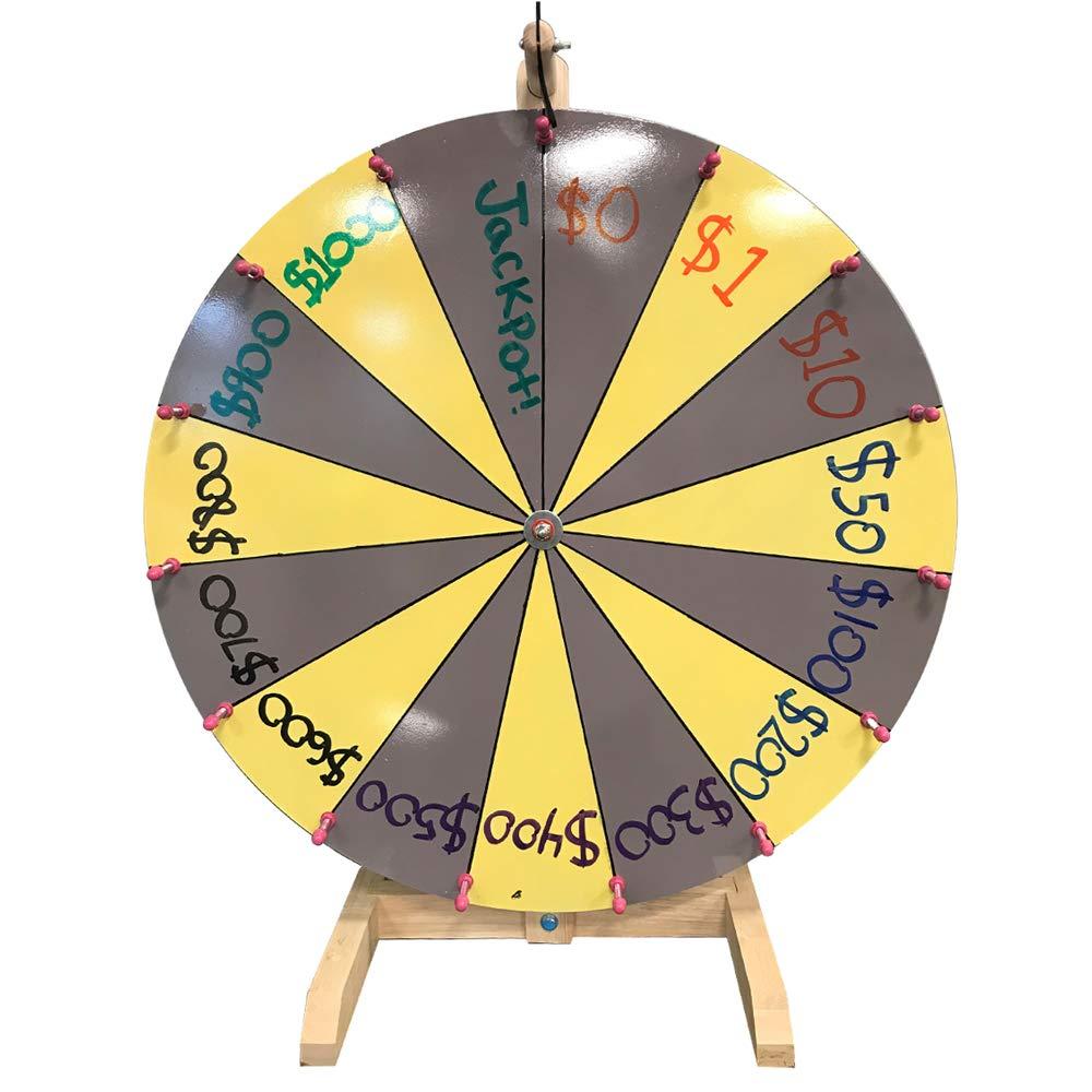 WoodWell WoodWell 24 Inch Tabletop Spinning Prize Wheel w/Wood Stand | Dry Erase | 15 Customizable Slots | Casino Games | Family Night | Classrooms | with Markers and Eraser