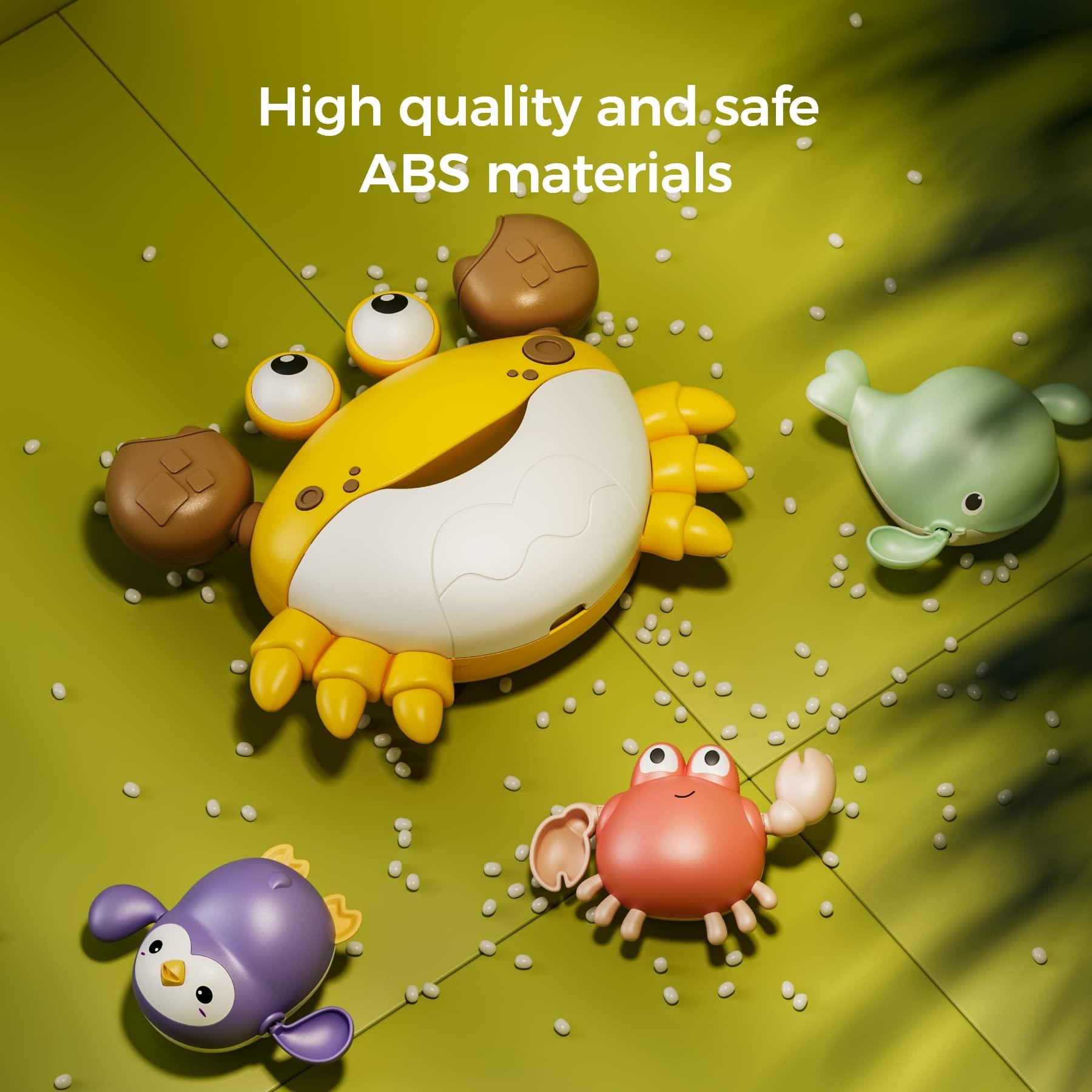 TUMAMA KIDS TUMAMA Baby Bath Toy,Bath Bubble Maker Machine with Music,3 Wind-Up Bathtub Toys,Crab Shower Water Toy for Toddlers Kids Boys Grils,4 Pieces