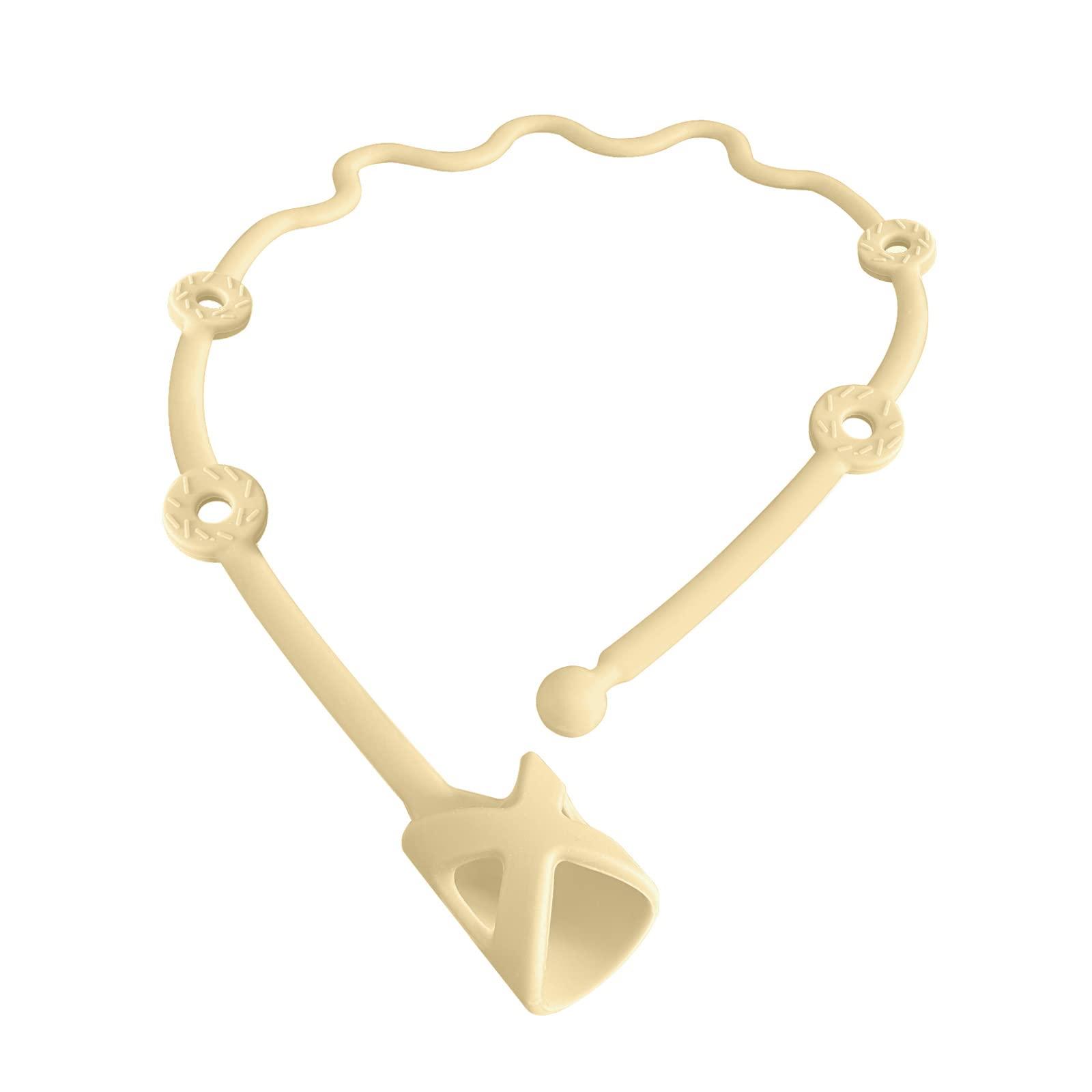 Gelinor Baby Spoons Self Feeding 6 Months Silicone Strap Toddler Utensils Fixer Highchair Accessories-Gelinor Feeding Aid for Keep Baby Utensils Close at Hand and Off The Ground(Beige)-No Spoon