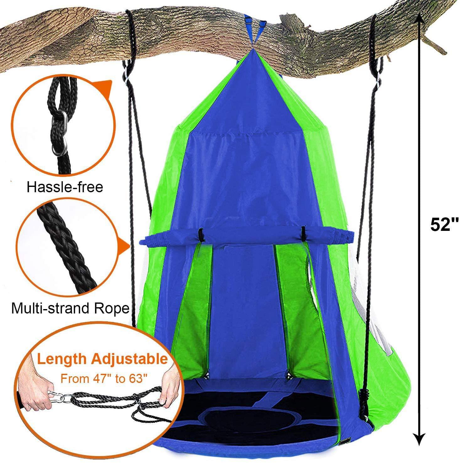 RELIANCER Hanging Tree Swing Tent Waterproof Backyard Hammock Chair Max Capacity 600lbs Detachable Play Tent Swing Play House Castle Nest Pod Indoor Outdoor Bedroom Ceiling Hanging Tent Camping Tree House