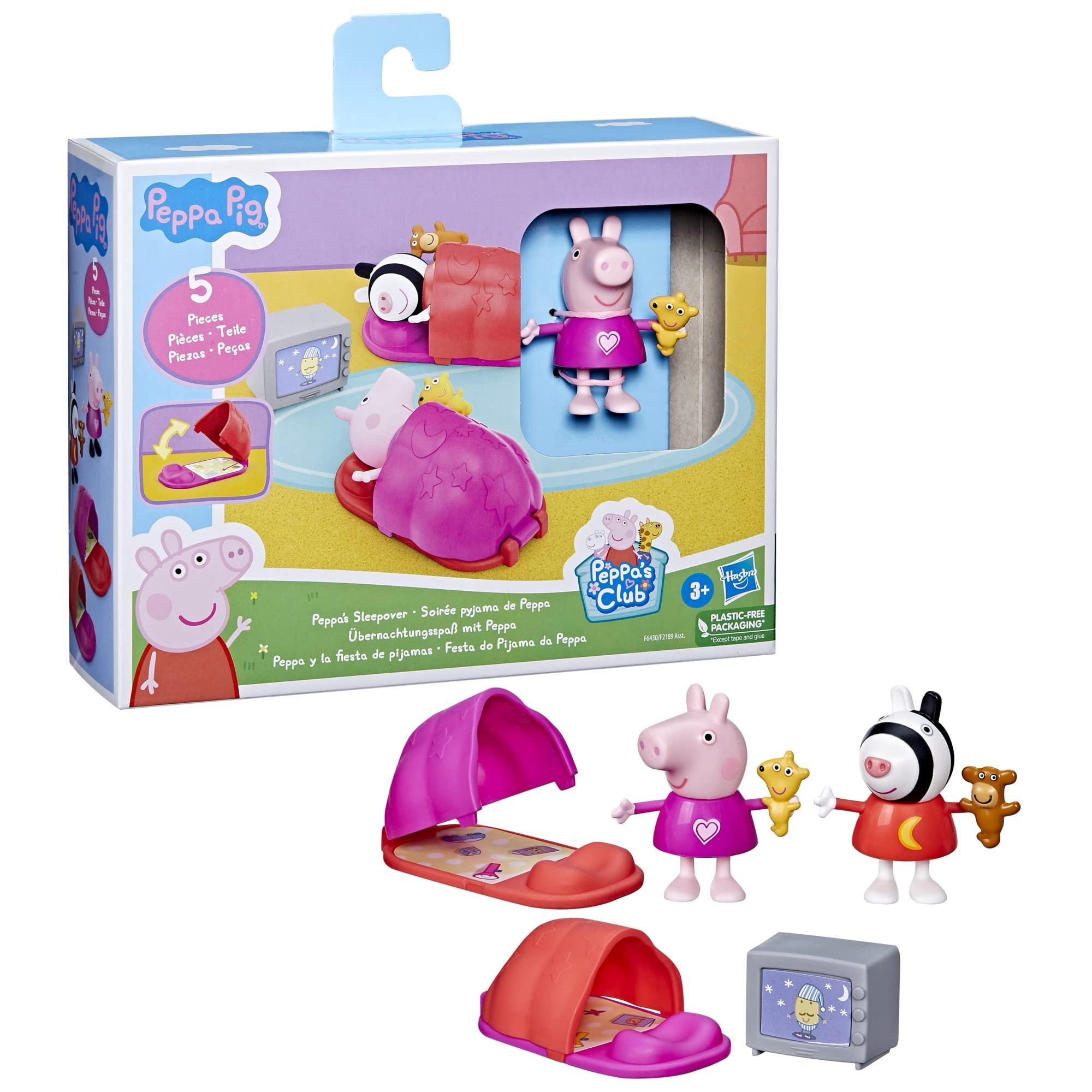 Peppa Pig Peppa Pig Toys Peppa\'s Sleepover Playset, 2 Figures and 3 Themed Accessories, 3-Inch Scale Preschool Toy for Kids Ages 3 and Up