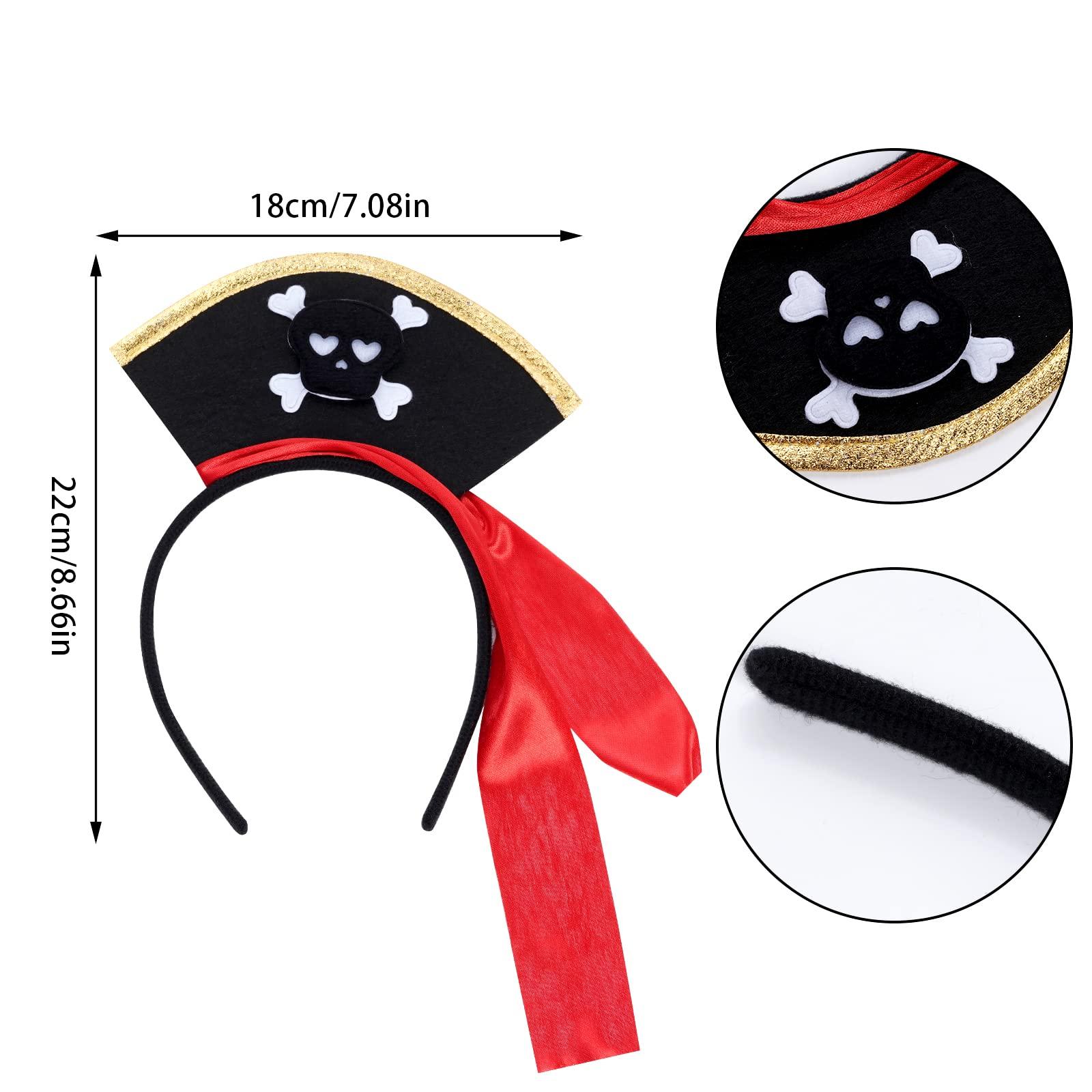 Dxhycc Dxhycc 5 Pieces Pirate Costume Accessories Pirate Skull Headband Pirate Eye Patch Sash Captain Hook Skirt for Halloween, Dress Up Parties