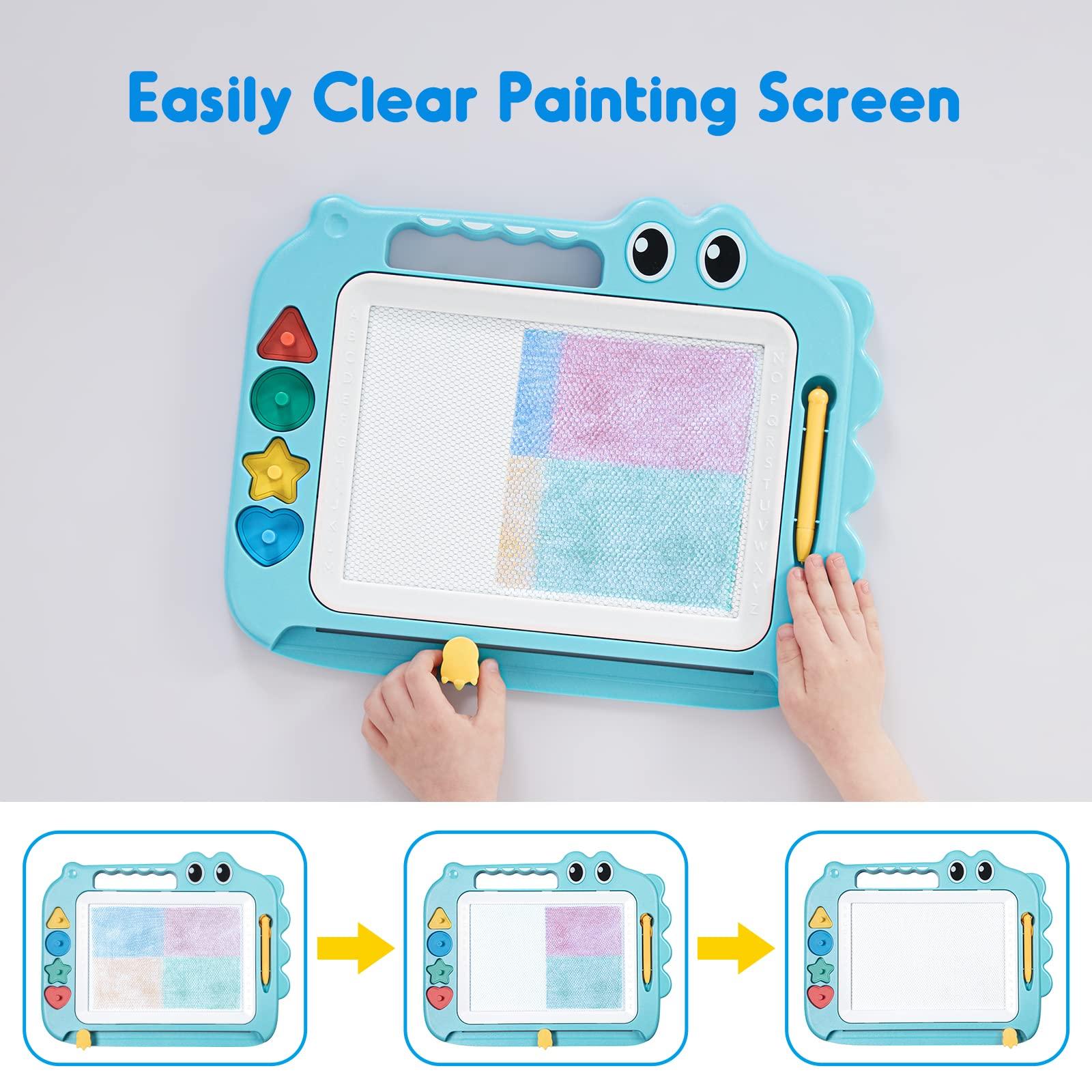 SGILE SGILE Toys for Kids, Magnetic Drawing Board for Early Learning, Color Erasable Doodle Writing Pad Gift for Baby Girls Boys, Painting Sketch Pad with Four Stamps for 3 4 5 Year Old Toddlers, Blue