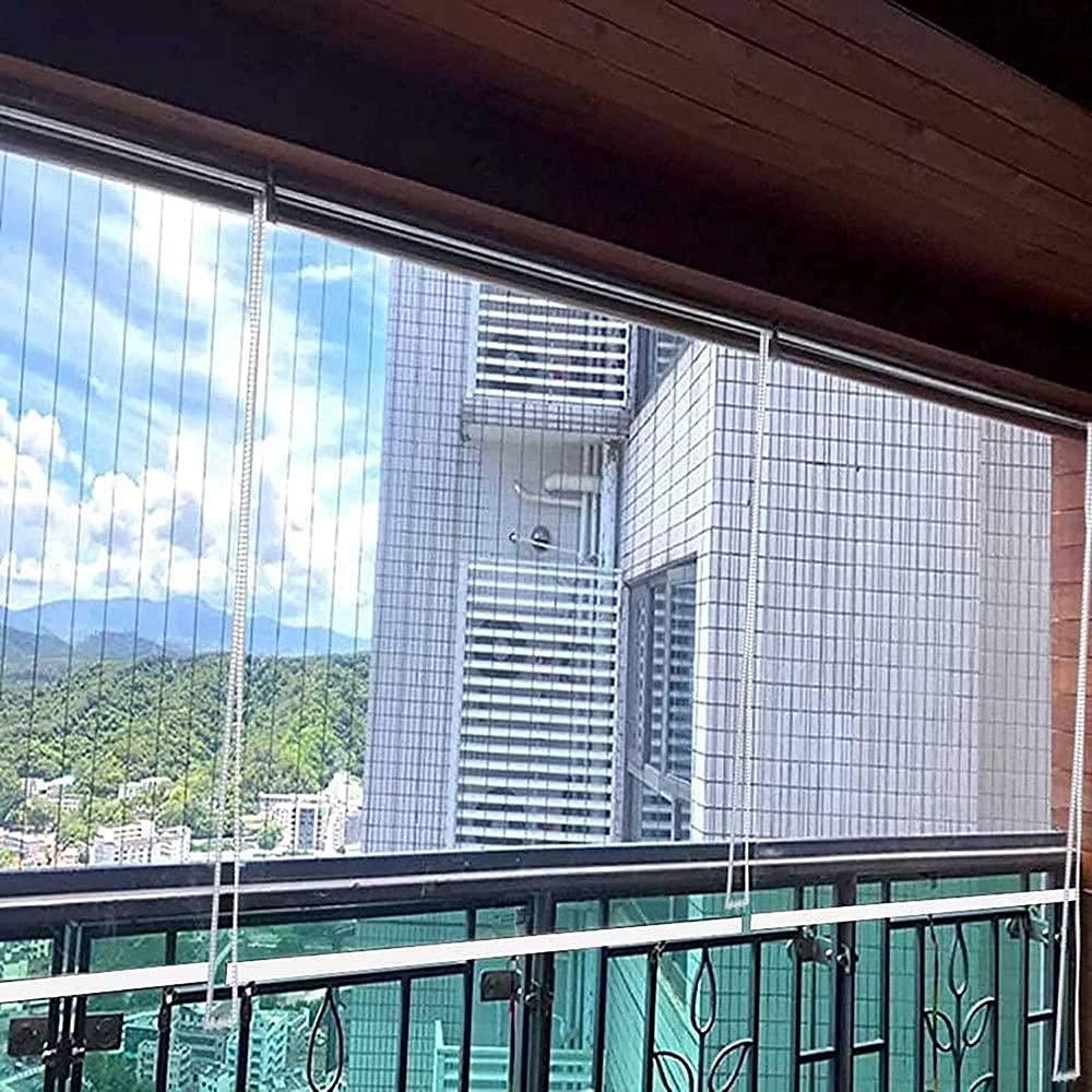 FUFU FUFU Exterior Clear Roller Up Shade with Fittings, 100% Waterproof Clear Roll Blinds for Outdoor Patio Gazebo Balcony Kitchen - 50cm/60cm/80cm/100cm/120cm/140cm/150cm/160cm Wide