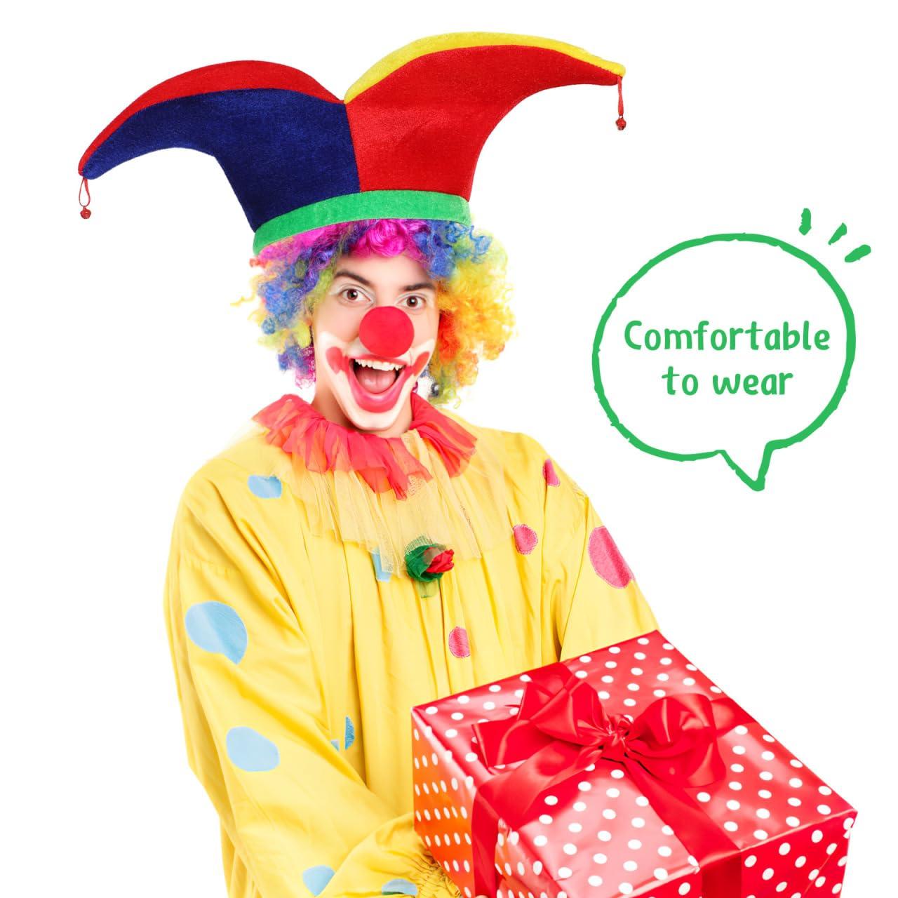 Didiseaon 2Pcs Jester Hat Jester Clown Hat with Bells, Funny Headwear Jester Costume Accessory for Halloween Mardi Gras Carnival Mexico Festival Party Decor