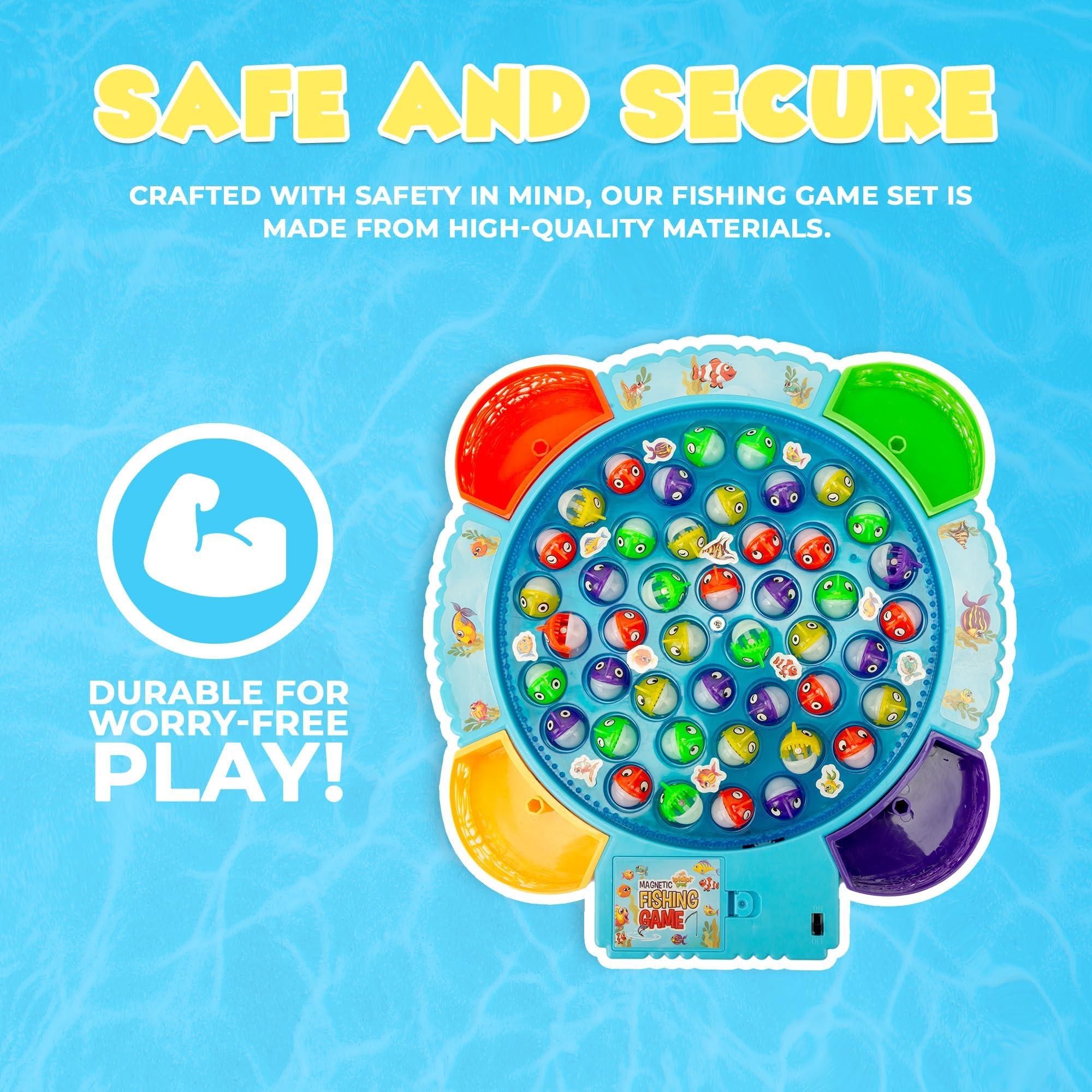 IPIDIPI TOYS IPIDIPI TOYS Fishing Game for Kids, Light Up Magnetic for Toddlers - Rotating Fish Board with Music and LED, Fine Motor Skill Activity for Boys and Girls - 45 Fish, 8 Poles