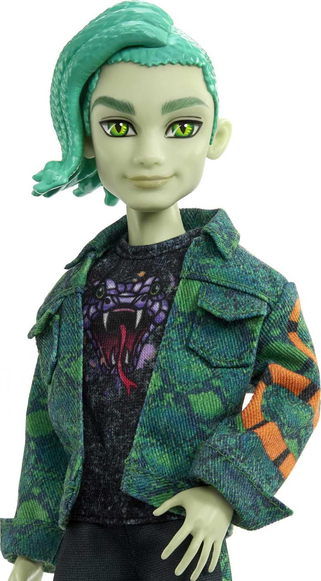 Monster High Monster High Deuce Gorgon Doll in Signature Look with Denim Snake Jacket & Accessories, Pet Mouse Perseus