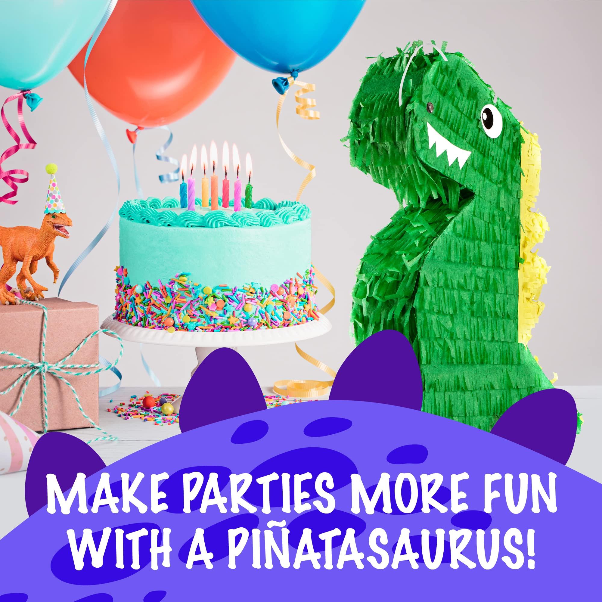 IMPRESA IMPRESA Dinosaur Pinata for Dino Party Decorations with Blindfold & Baton  For Birthdays & Games (1 Set) - Dinosaur Party Decorations